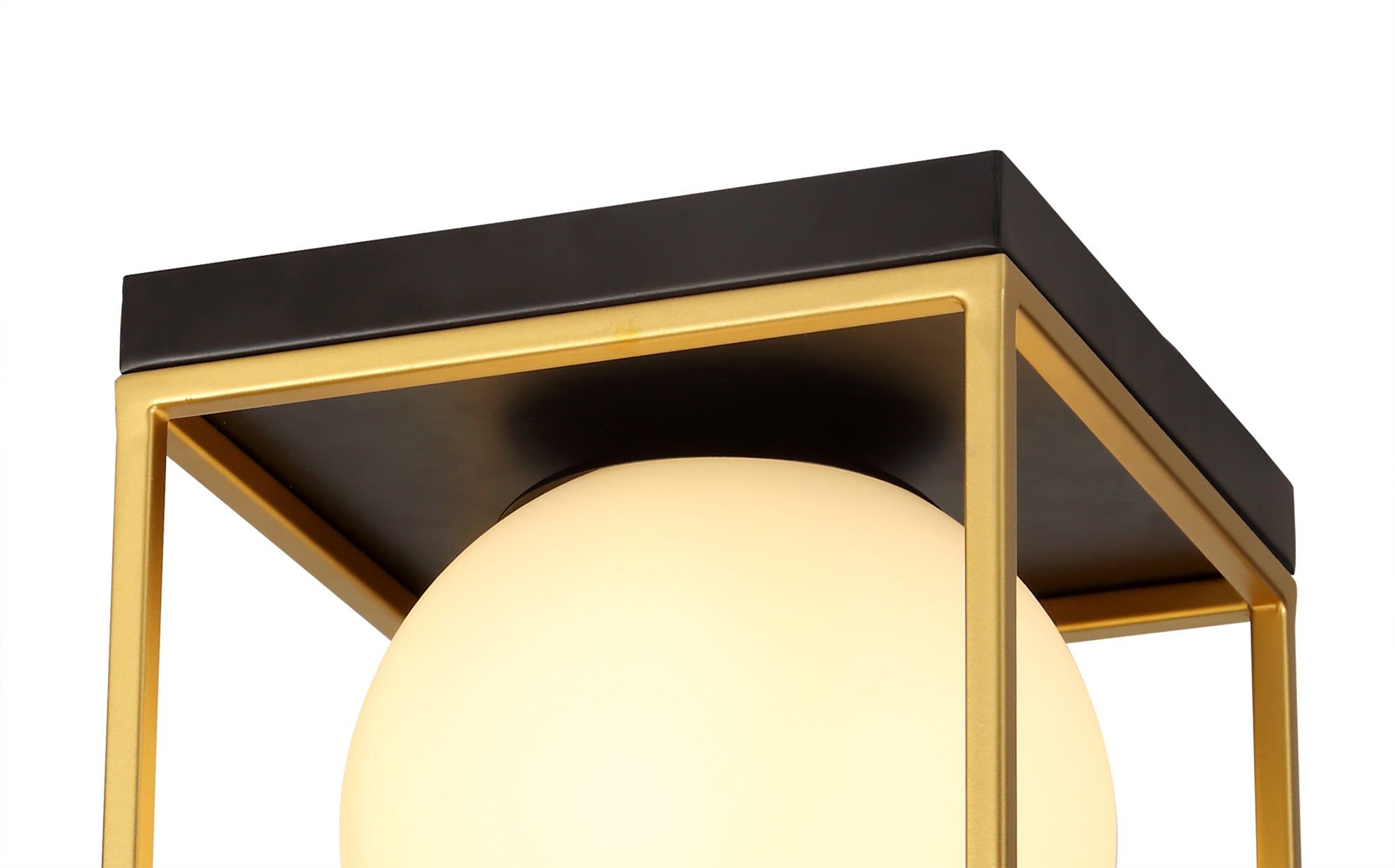 Cannes Square Ceiling Flush, 1 Light E14, Matt Black/Painted Gold