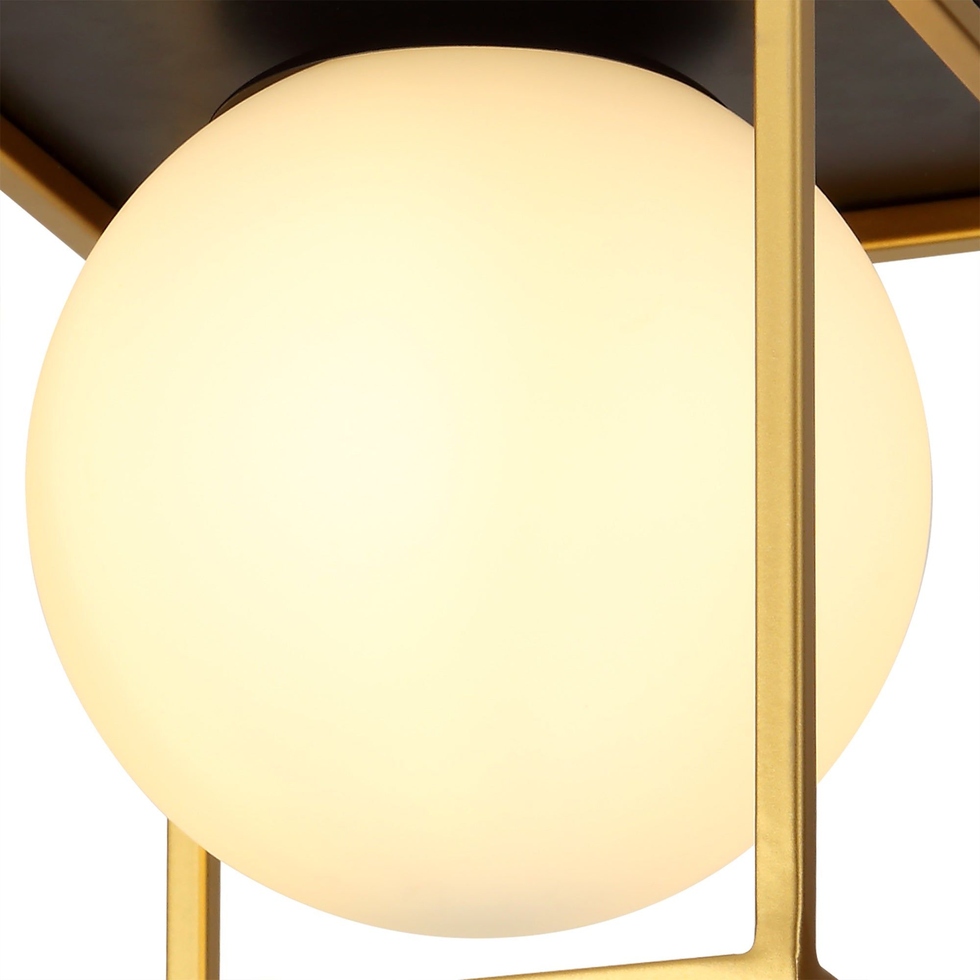 Cannes Square Ceiling Flush, 1 Light E14, Matt Black/Painted Gold