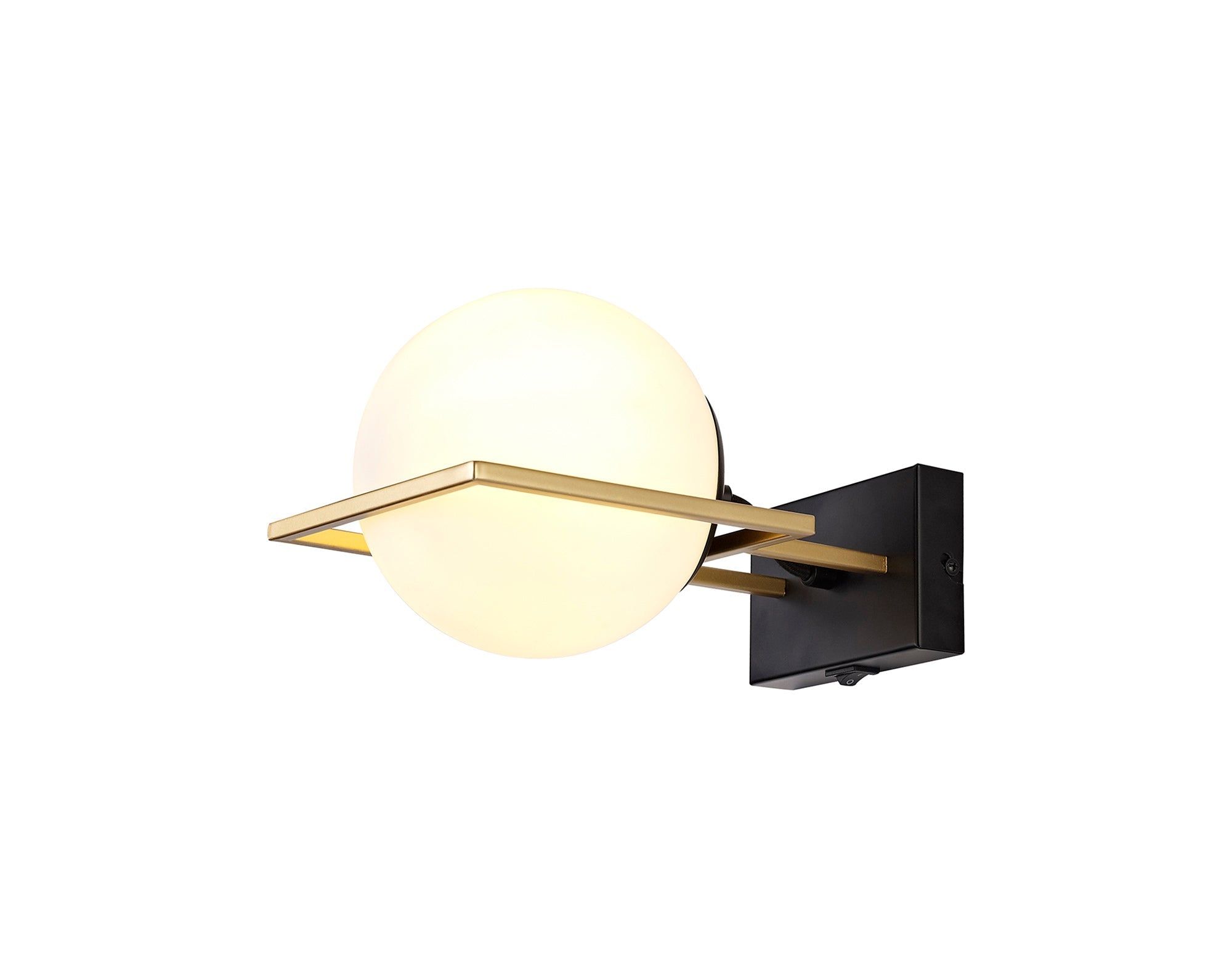 Cannes Wall Lamp Switched, 1 Light E14, Matt Black/Polished Gold