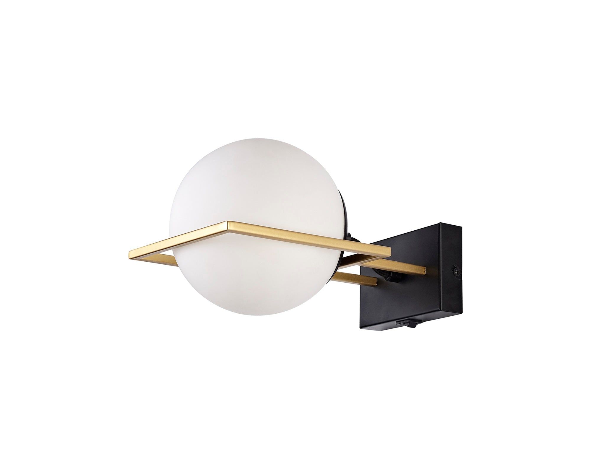 Cannes Wall Lamp Switched, 1 Light E14, Matt Black/Polished Gold