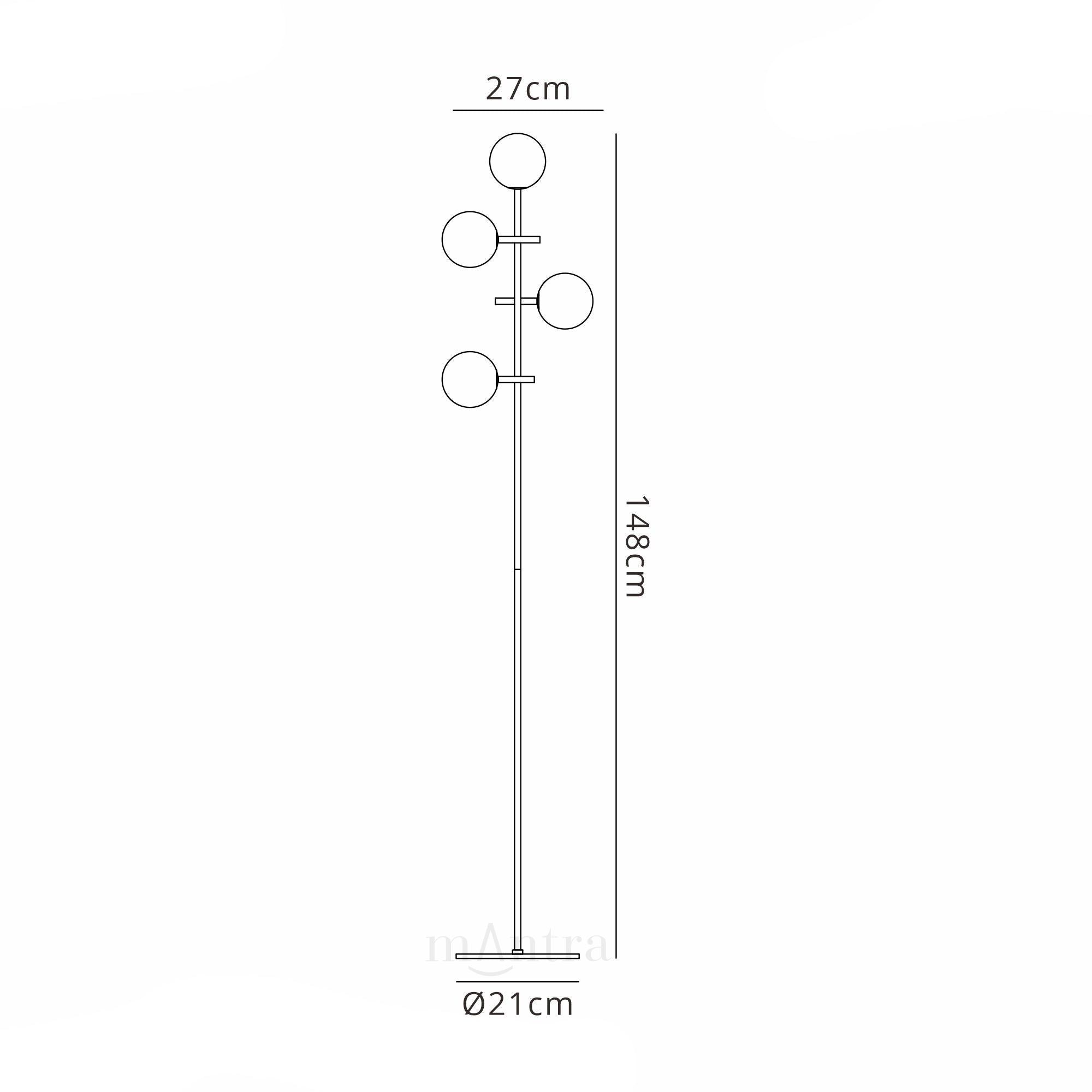 Cellar Floor Lamp 4 Light, Replaceable 5W LEDs, 3000K, Black