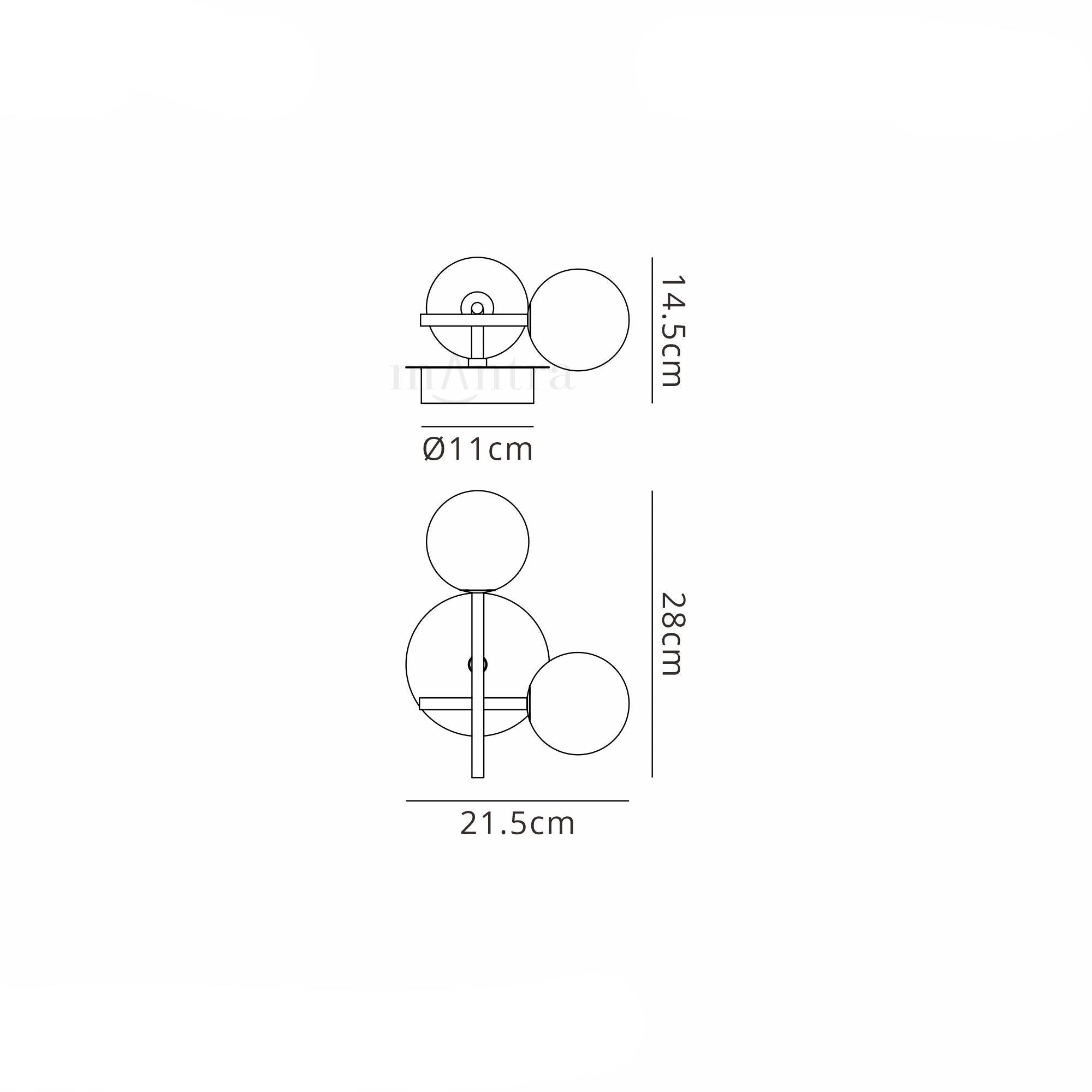 Cellar Right Wall Lamp 2 Light, Replaceable 5W LEDs, 3000K, Black