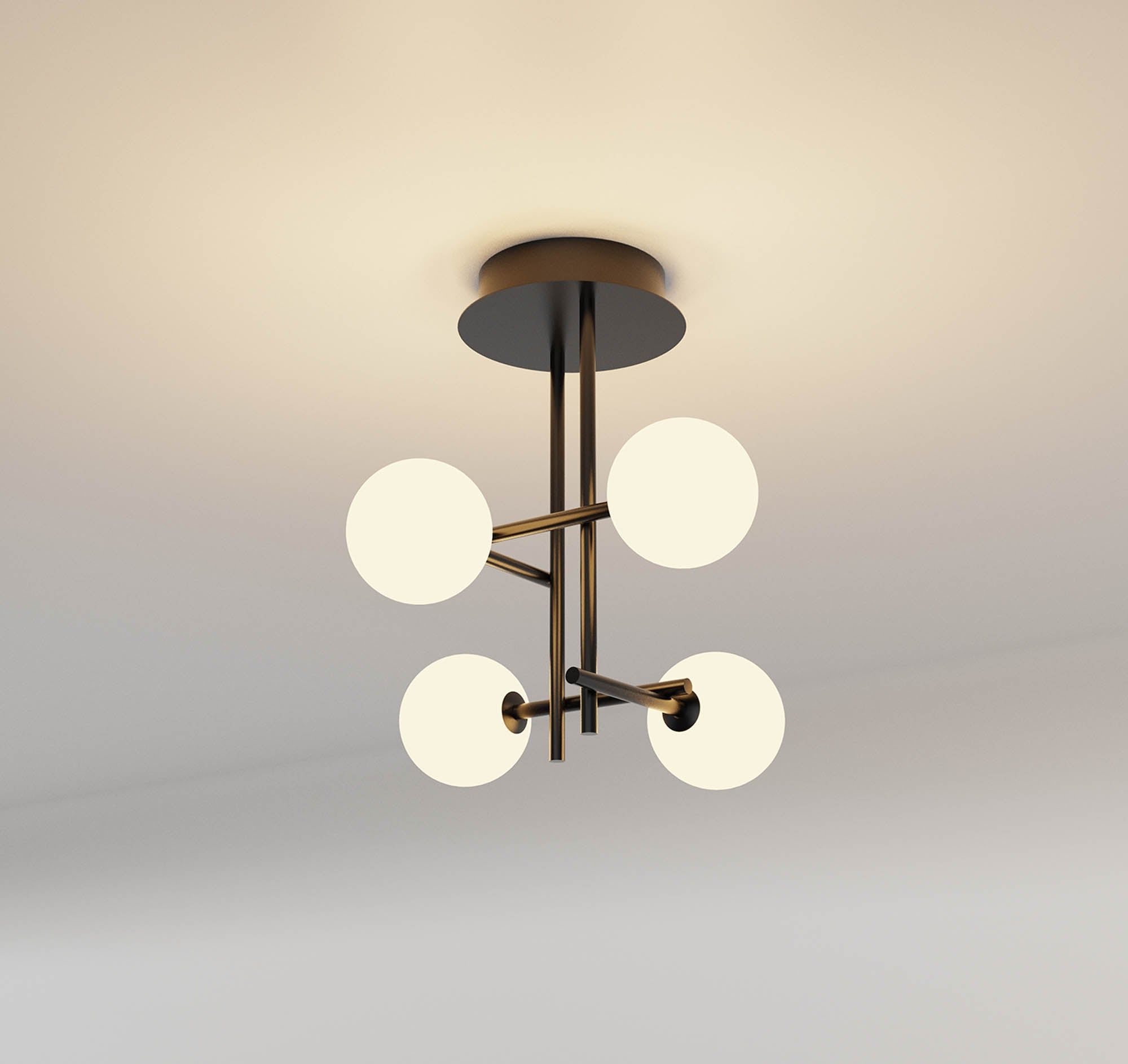 Cellar Semi Flush 4 Light, Replaceable 5W LEDs, 3000K, Black