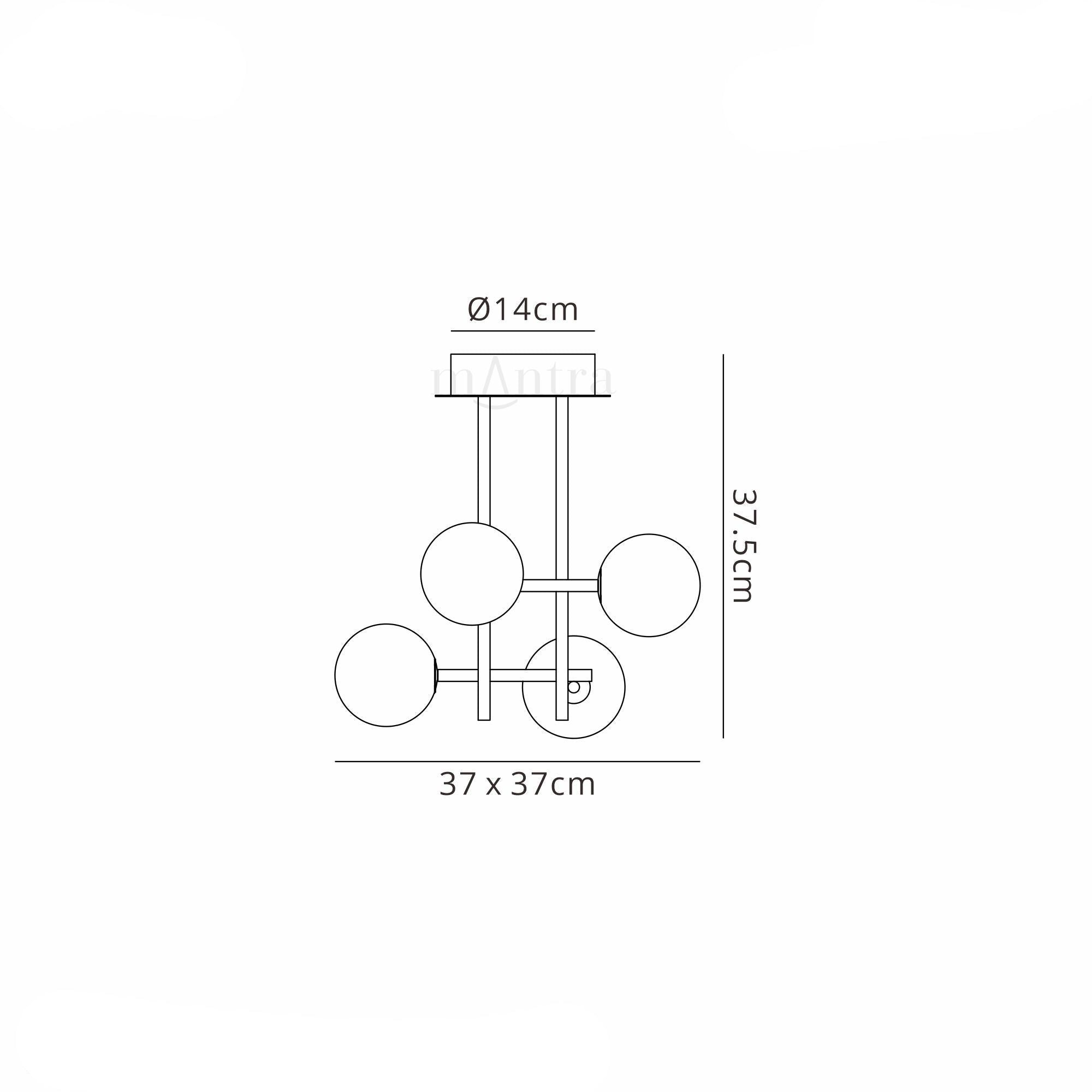 Cellar Semi Flush 4 Light, Replaceable 5W LEDs, 3000K, Black