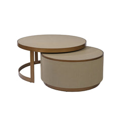 Chamonix Coffee Table Set of 2 - Soft Sandstone Leatherette Finish