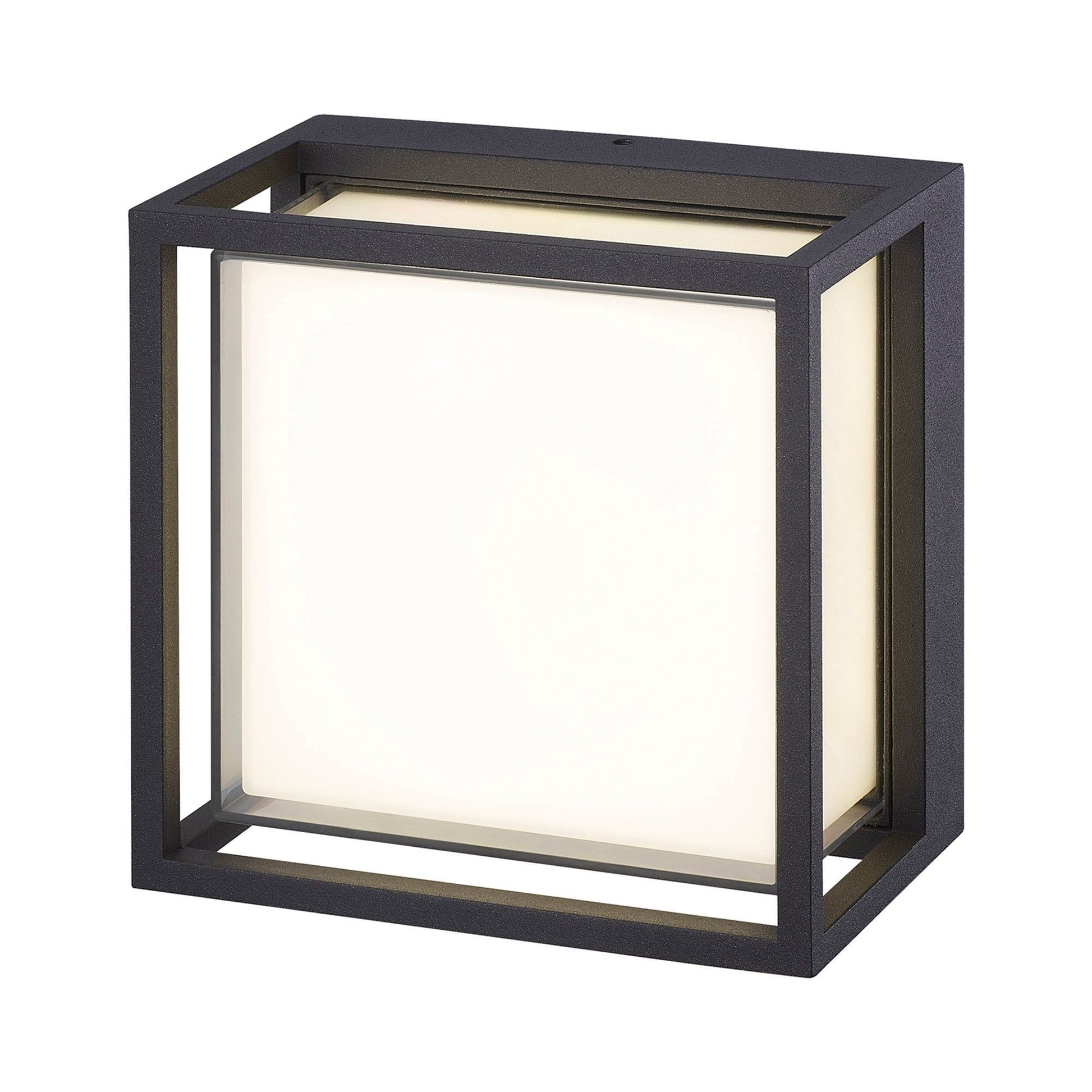 Chamonix Square/Rectangle Ceiling/Wall Light, 9W LED, 3000K, 725lm, IP65, Dark Grey, White