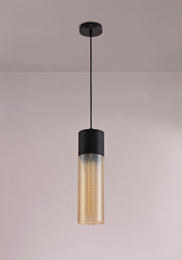 Cinto Single Cone/Tube  Pendant 1 Light E27, Black/Amber Glass