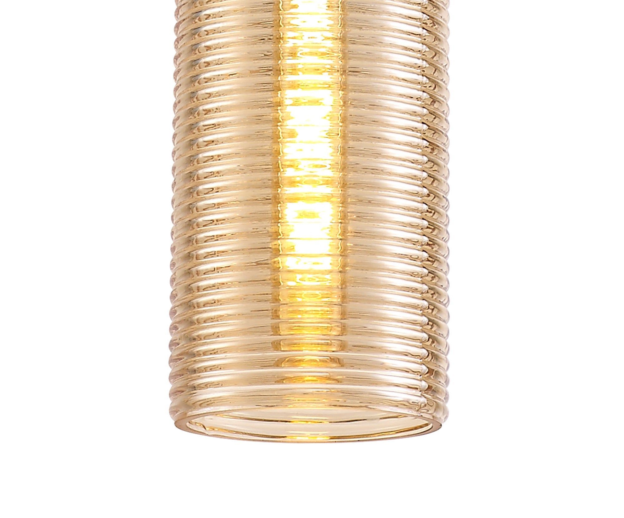 Cinto Single Cone/Tube  Pendant 1 Light E27, Black/Amber Glass