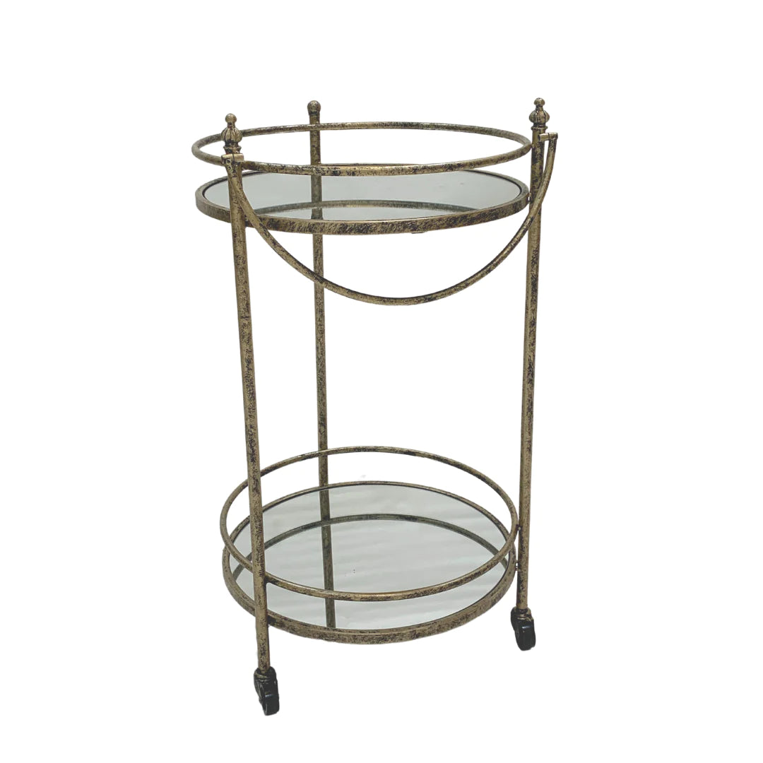 Cleo Bar Trolley - Antique Gold Finish