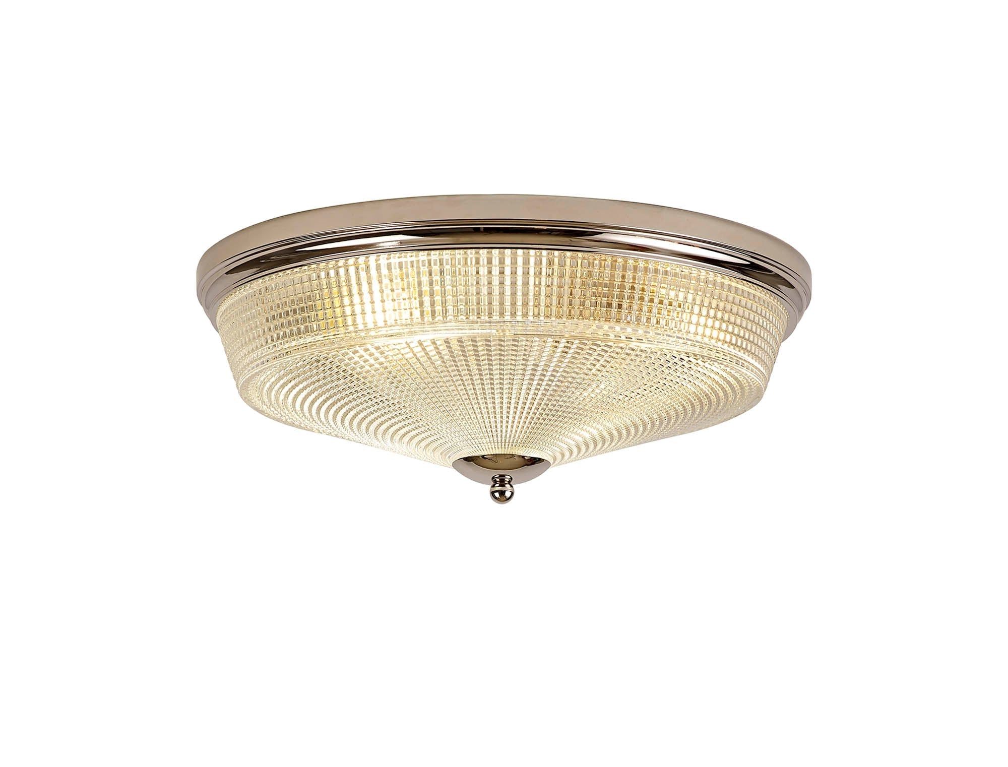 Shelbourne 2 Light E27, Polished Nickel / Prismatic Glass