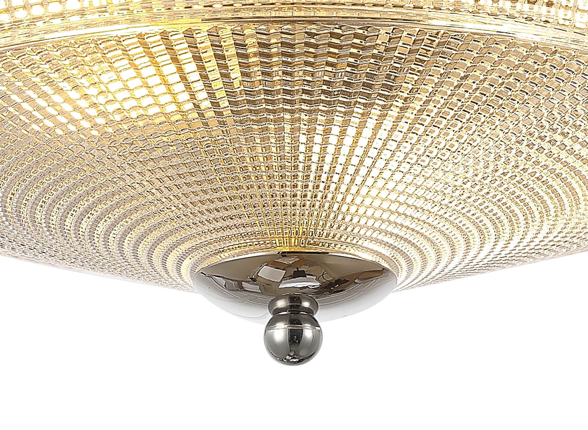 Shelbourne 2 Light E27 Flush Ceiling Light, Antique Brass, Satin Nickel, Polished Nickel / Prismatic Glass