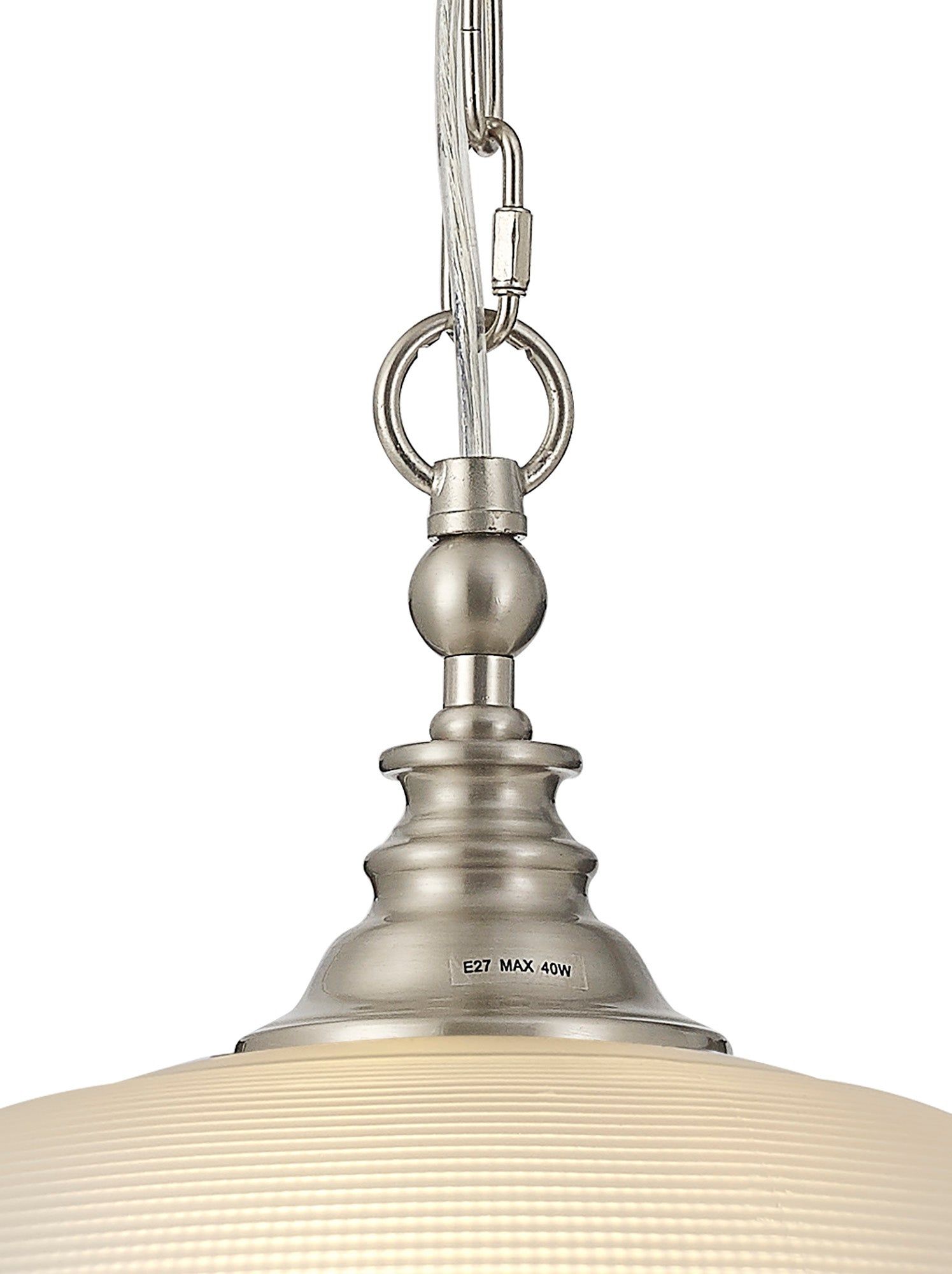 Shelbourne Flush / Single Pendant, 1 Light Adjustable E27, Polished Nickel, Antique Brass, Satin Nickel / Prismatic Glass
