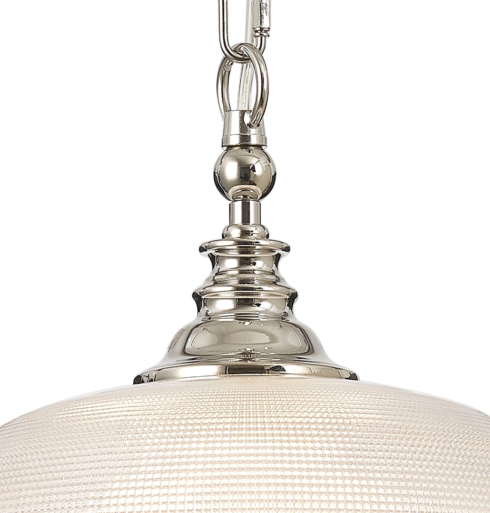Shelbourne Flush / Single Pendant, 1 Light Adjustable E27, Polished Nickel, Antique Brass, Satin Nickel / Prismatic Glass