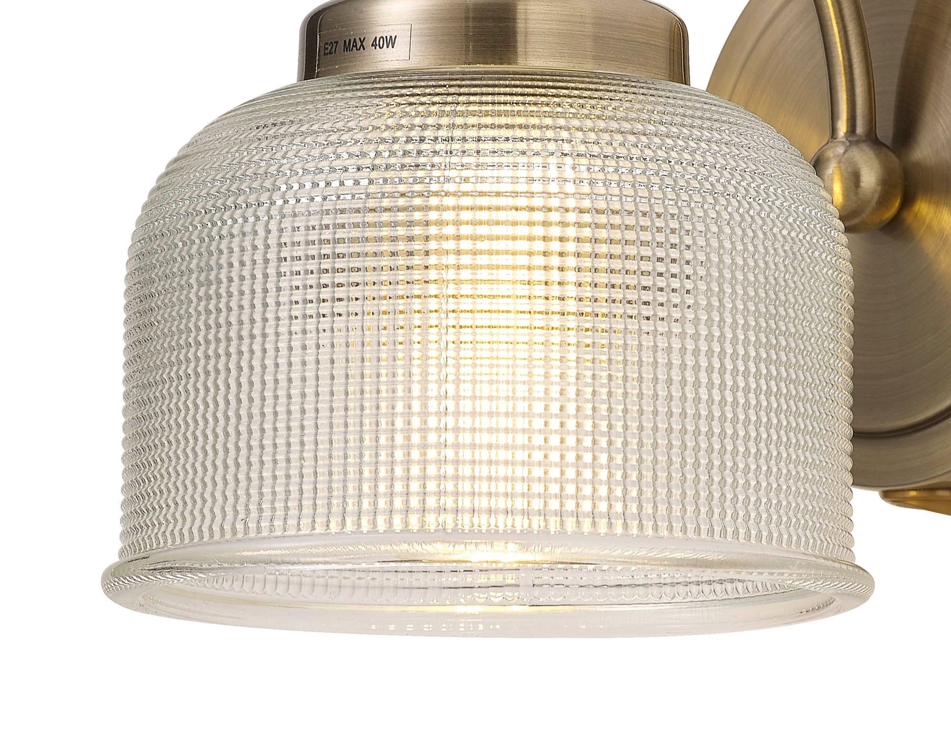 Isola Switched Wall Lamp 1 Light E27 Antique Brass / Prismatic Glass