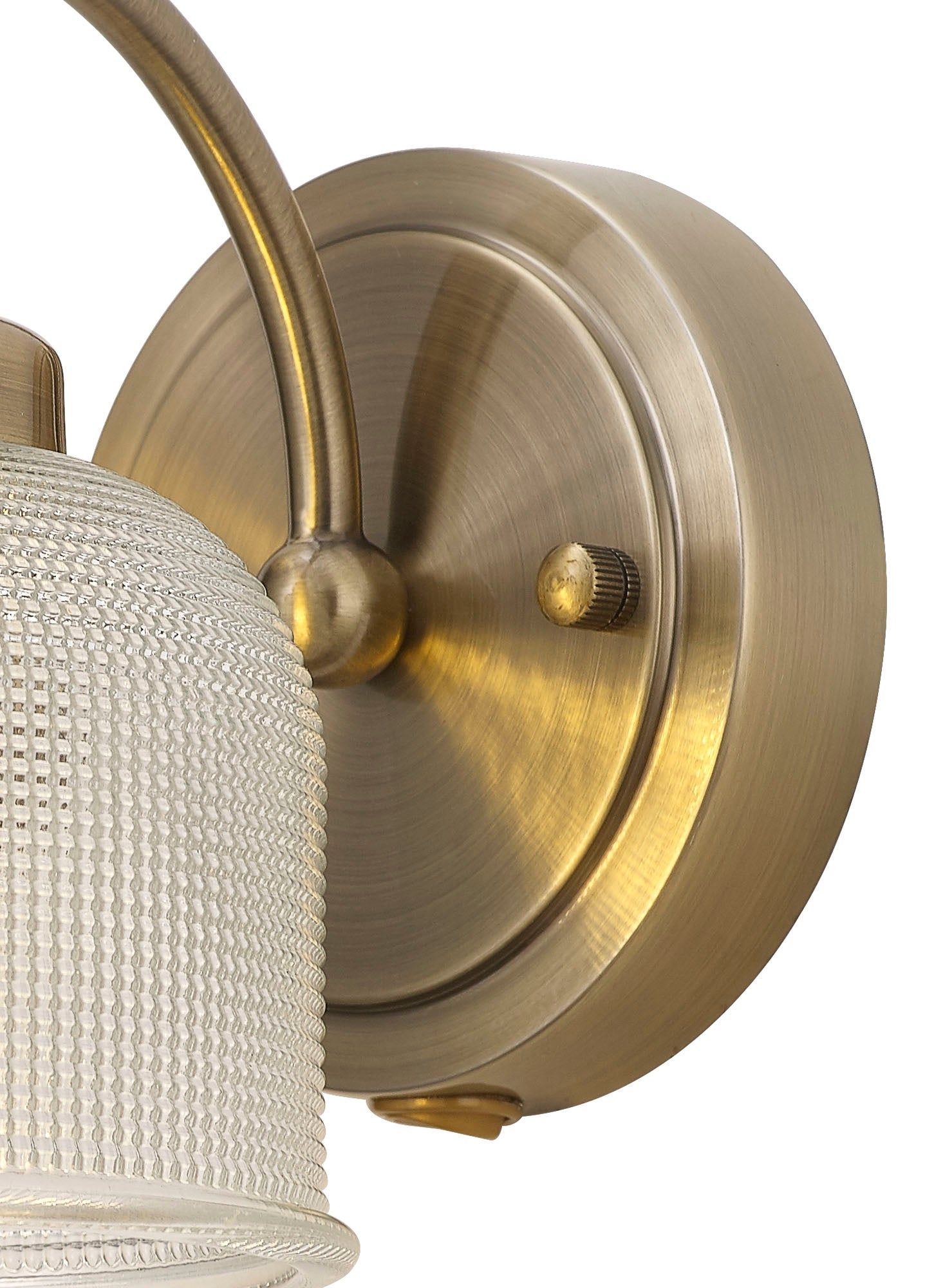 Isola Switched Wall Lamp 1 Light E27 Antique Brass / Prismatic Glass