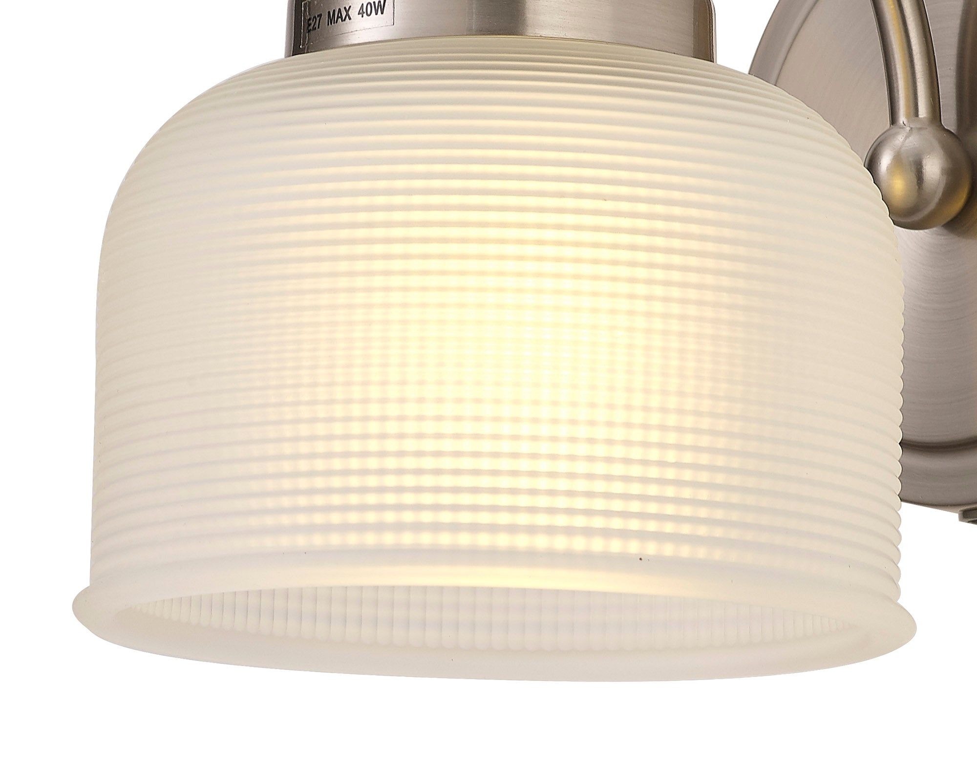 Isola Switched Wall Lamp 1 Light E27 Satin Nickel / Prismatic Glass