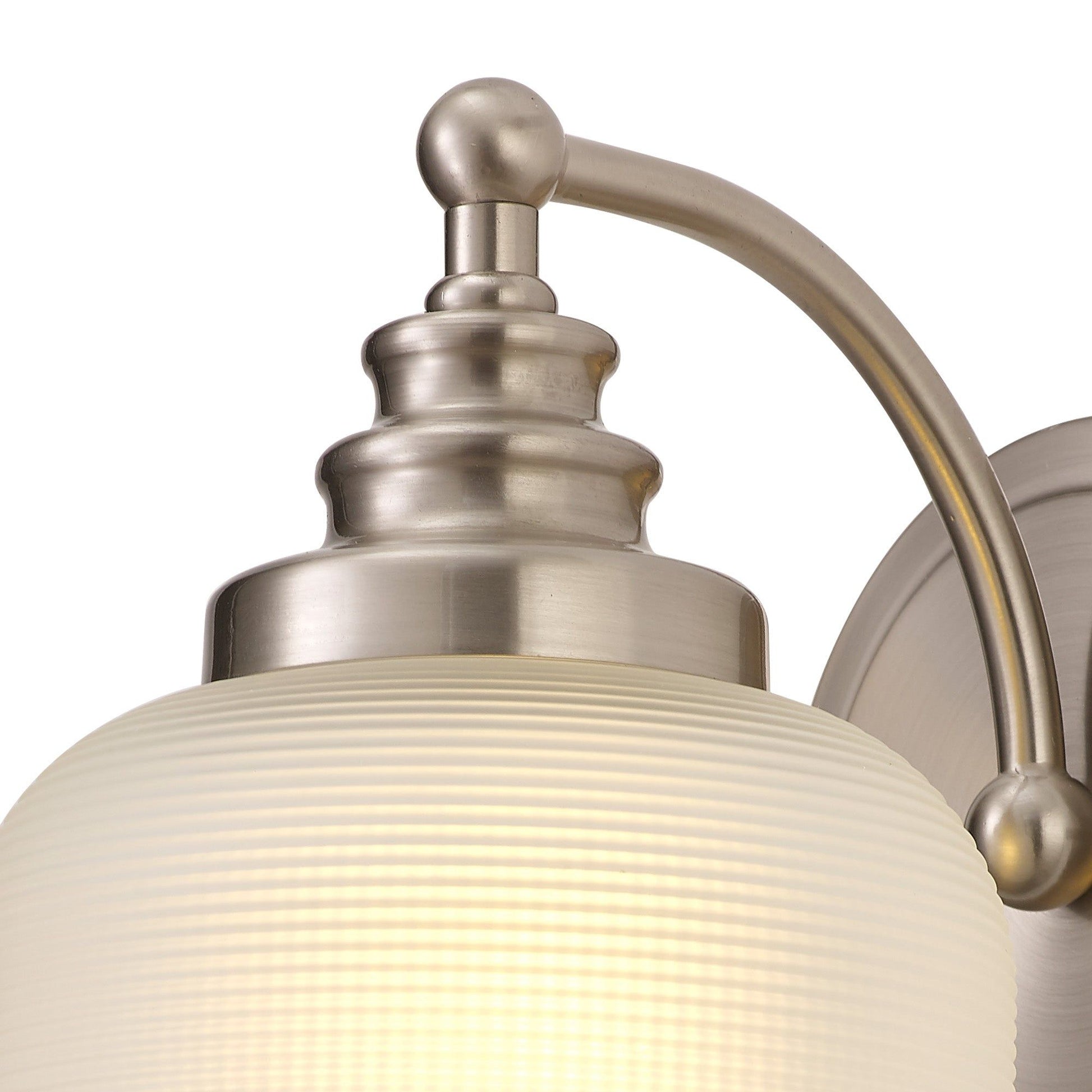 Isola Switched Wall Lamp 1 Light E27 Satin Nickel / Prismatic Glass