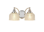 Isola Switched Wall Lamp 2 Light E27 Polished Nickel / Prismatic Glass