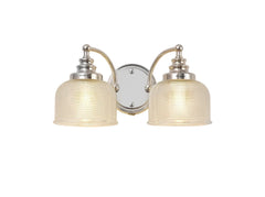 Isola Switched Wall Lamp 2 Light E27 Polished Nickel / Prismatic Glass