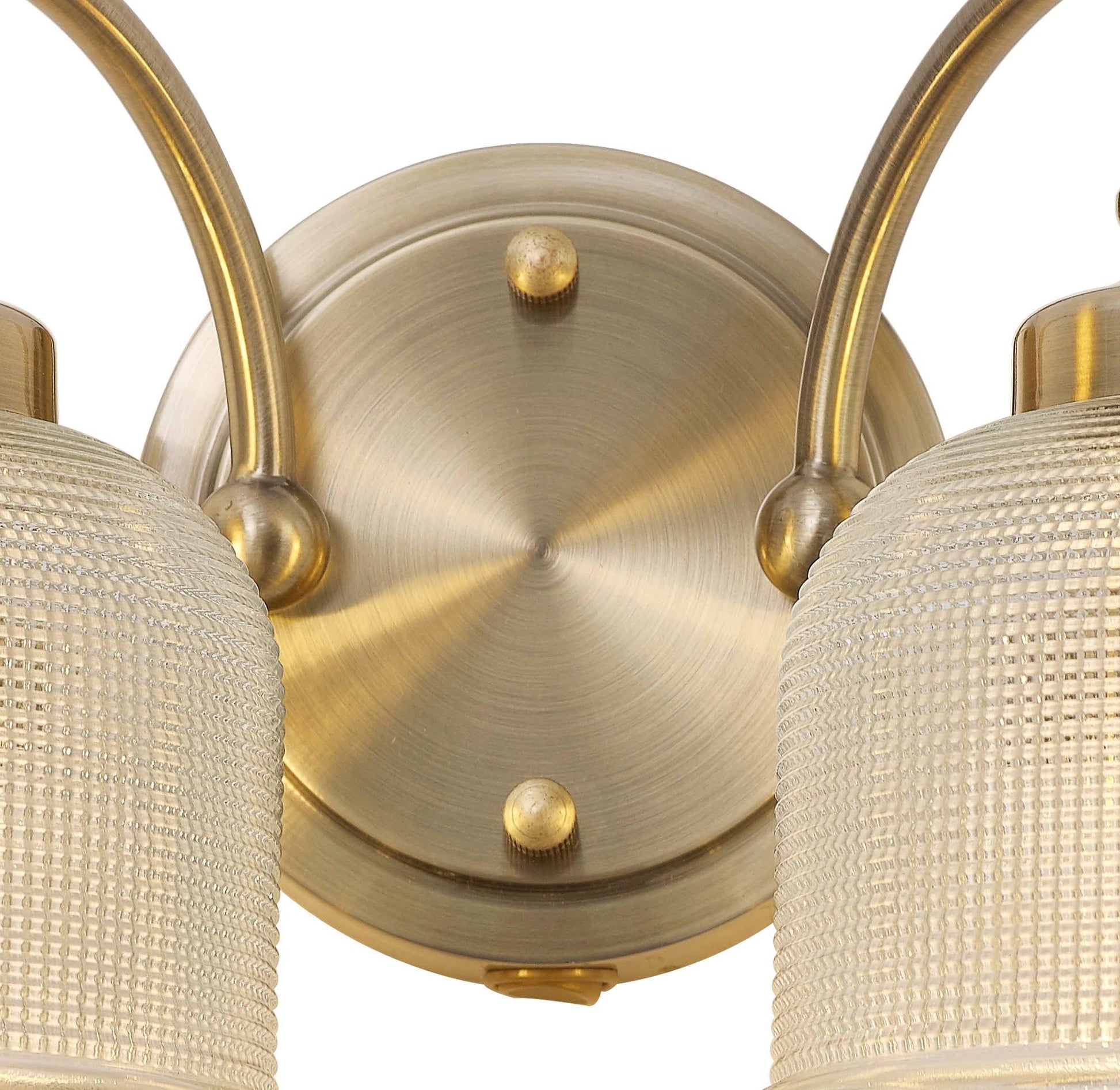 Isola Switched Wall Lamp 2 Light E27 Polished Nickel / Prismatic Glass