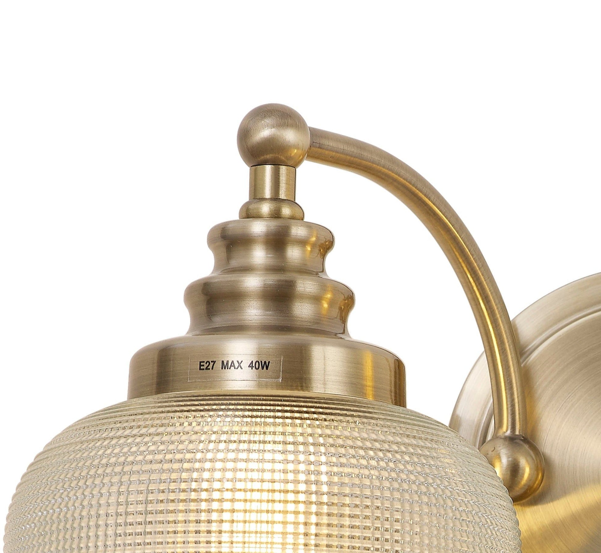 Isola Switched Wall Lamp 2 Light E27 Polished Nickel / Prismatic Glass