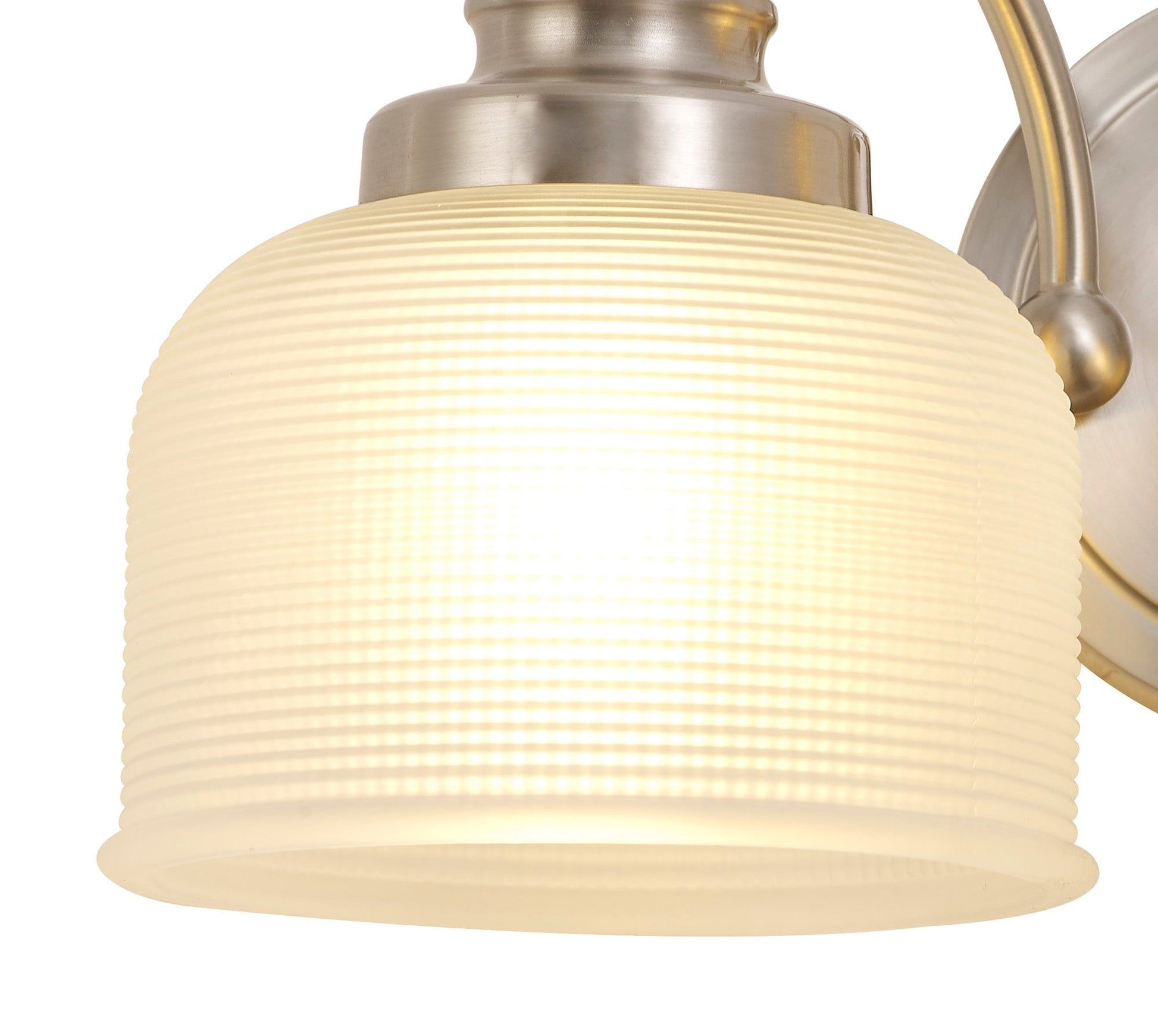 Isola Switched Wall Lamp 2 Light E27 Polished Nickel / Prismatic Glass