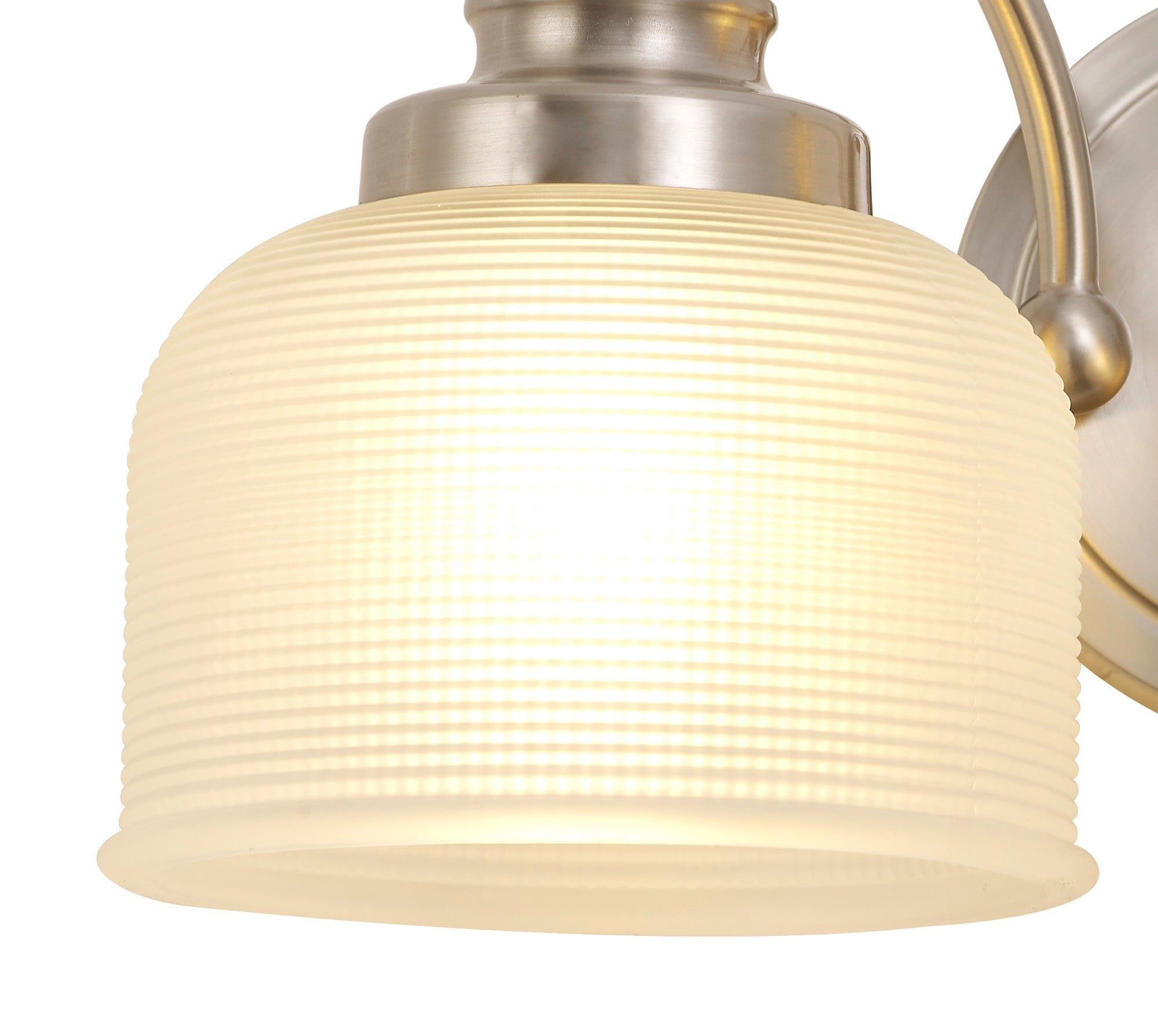 Isola Switched Wall Lamp 2 Light E27 Polished Nickel / Prismatic Glass