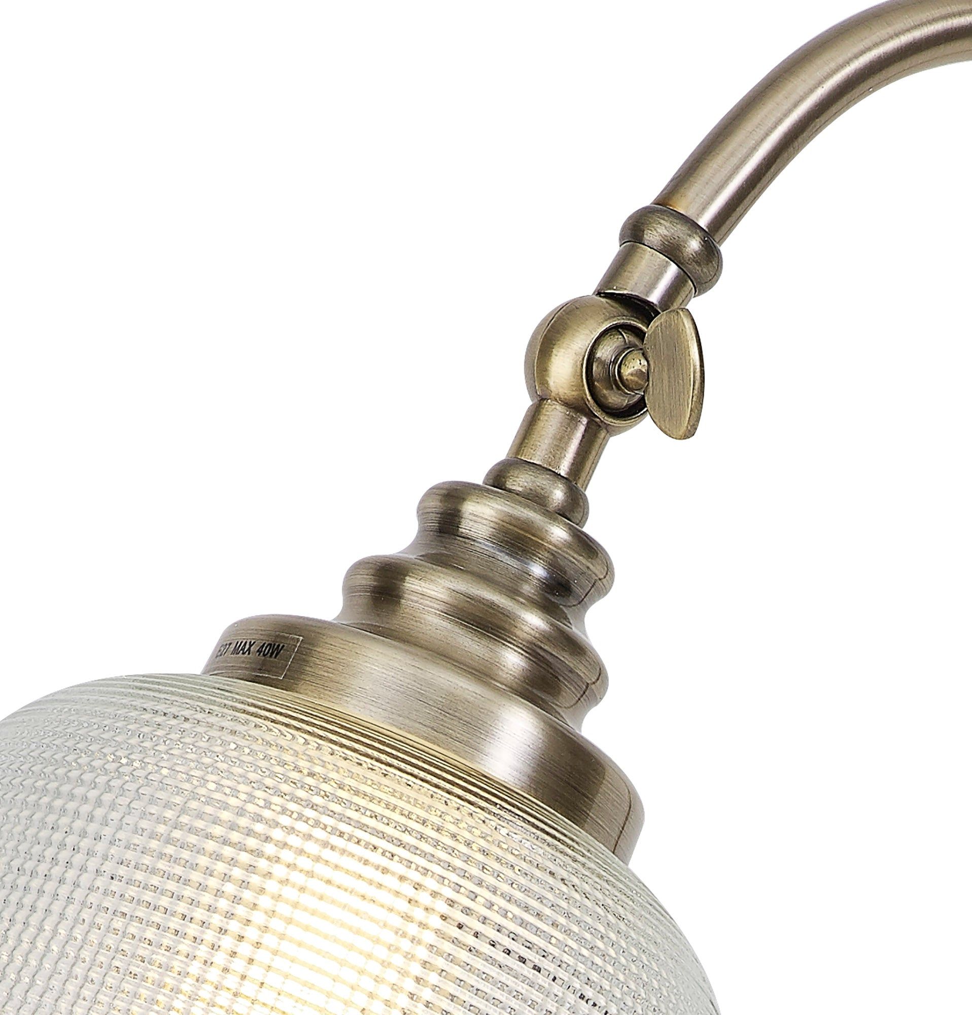 Isola Table Lamp 1 Light E27  Antique Brass /Prismatic Glass