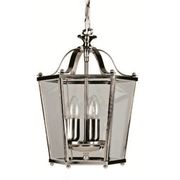 3Lt Panel Lantern, Satin Nickel