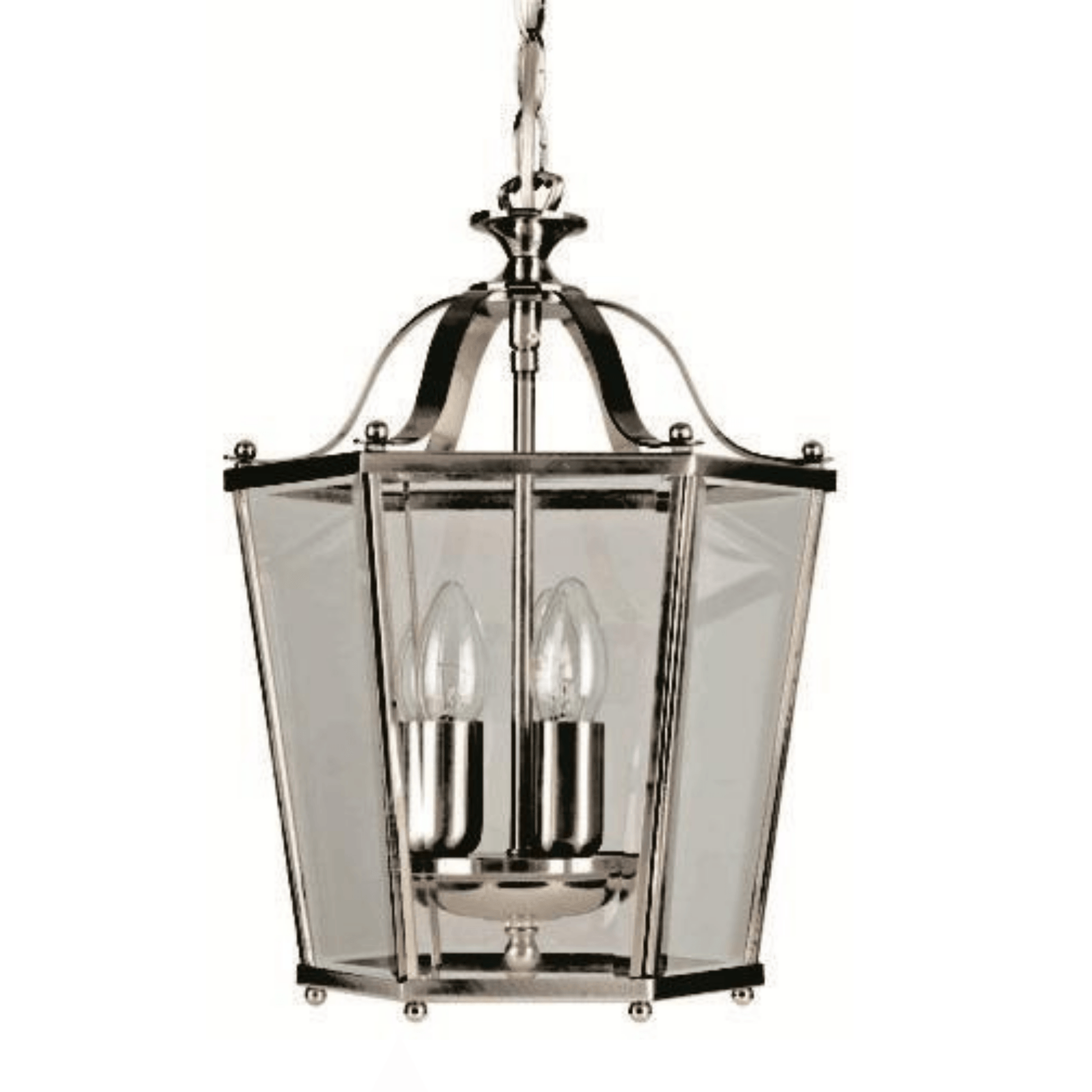 3Lt Panel Lantern, Satin Nickel