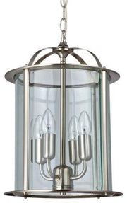 Julian 1Lt/4Lt Round Glass Lantern - Antique Brass / Satin Nickel