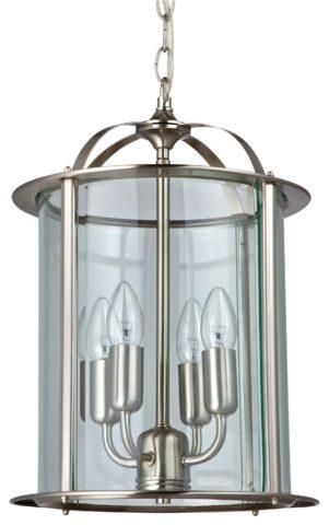 Julian 1Lt/4Lt Round Glass Lantern - Antique Brass / Satin Nickel