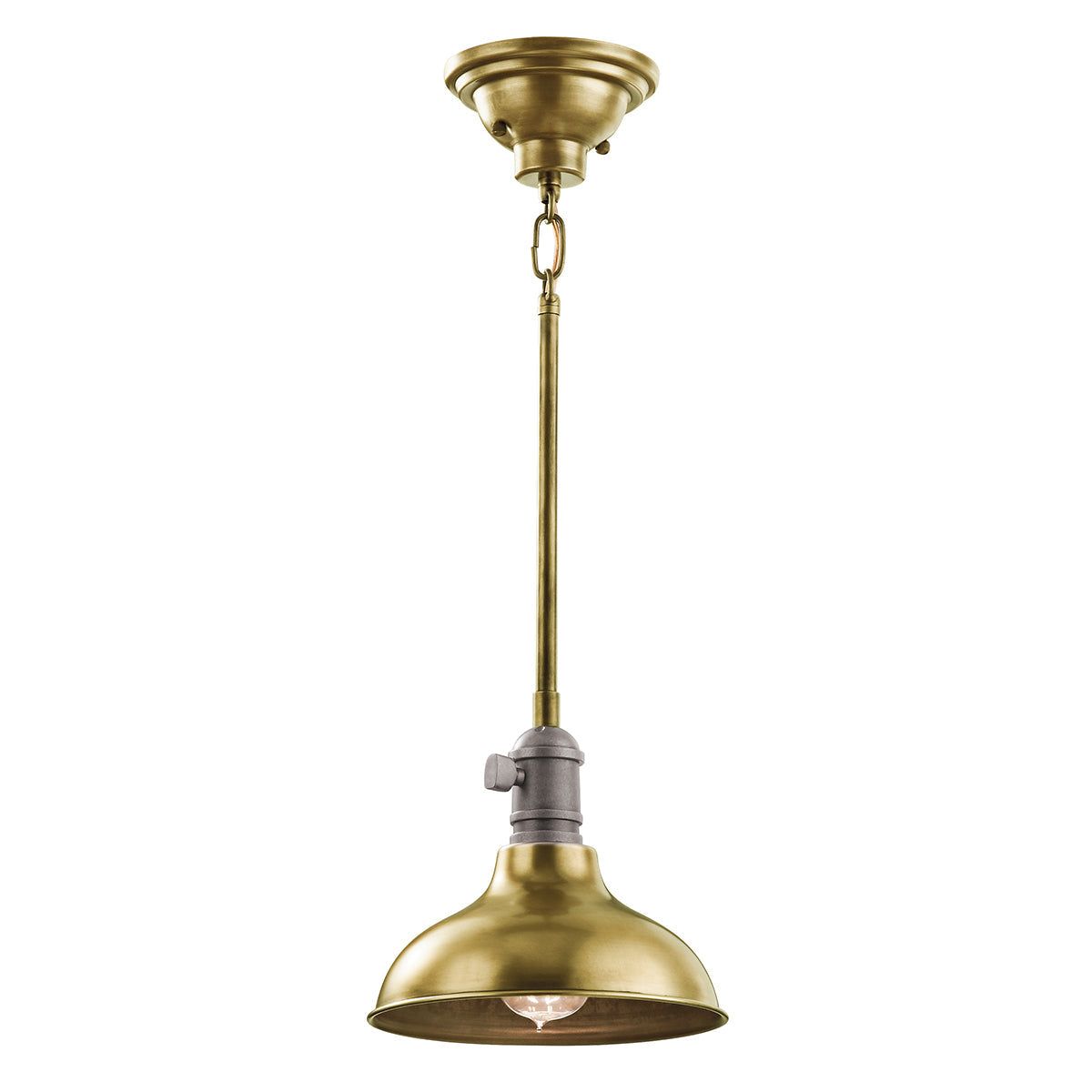 Cobson 1Lt Small Pendant/Semi Flush(Convert) Ceiling Light - Natural Brass Finish