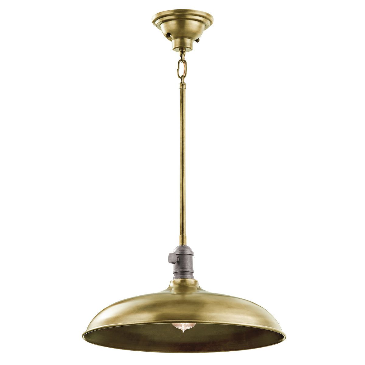 Cobson 1Lt Medium Pendant/Semi Flush(Convert) Ceiling Light - Natural Brass Finish