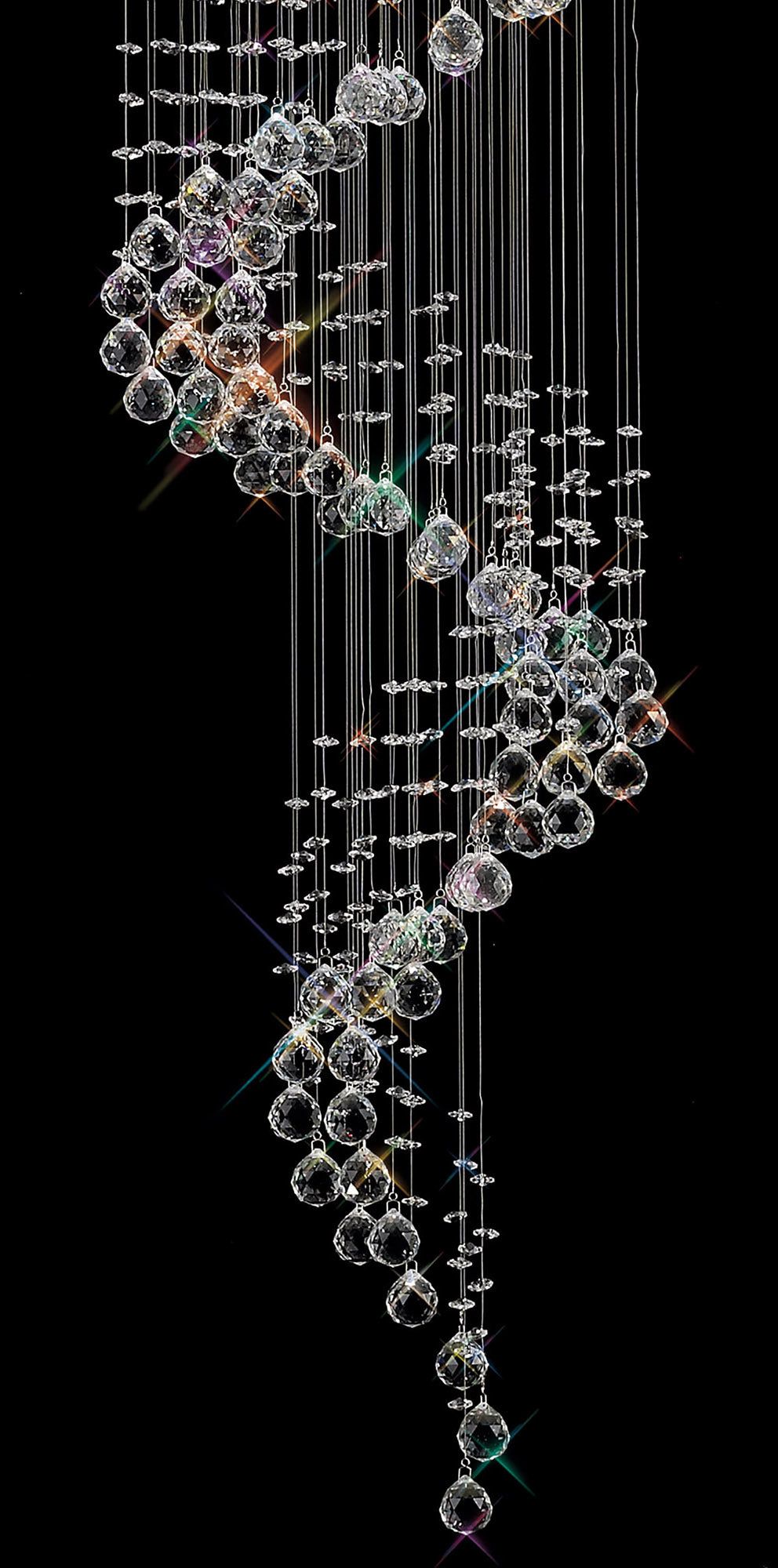 Colorado Pendant Multi-Spiral 9 Light GU10 Polished Chrome/Crystal Item Weight: 15.2kg