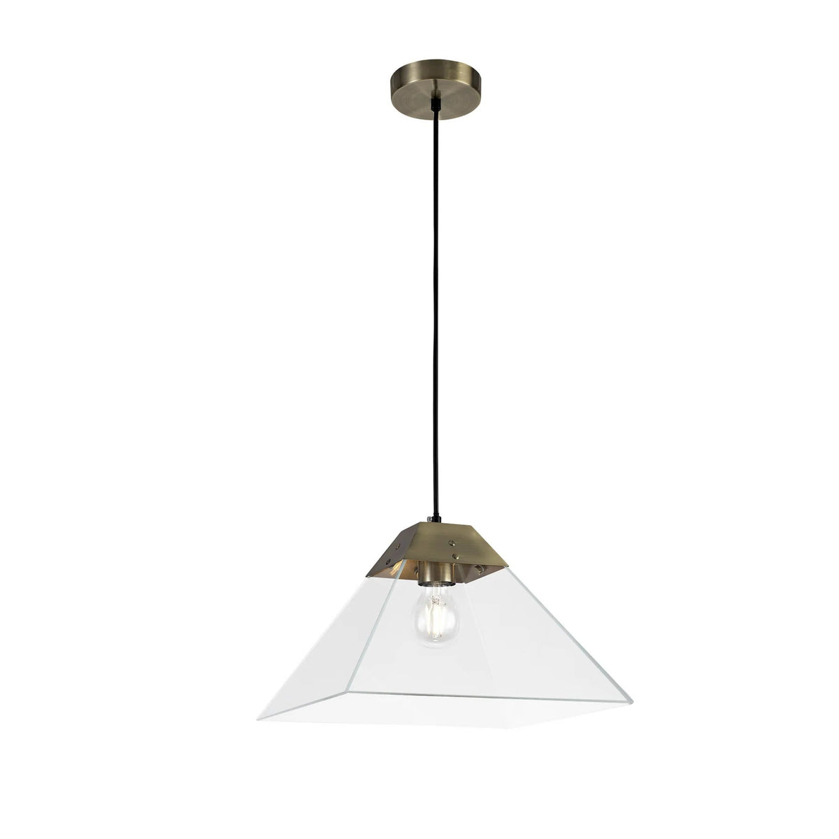 Corey 1Lt Pendant - Small/Large, Antique Brass/Polished Chrome