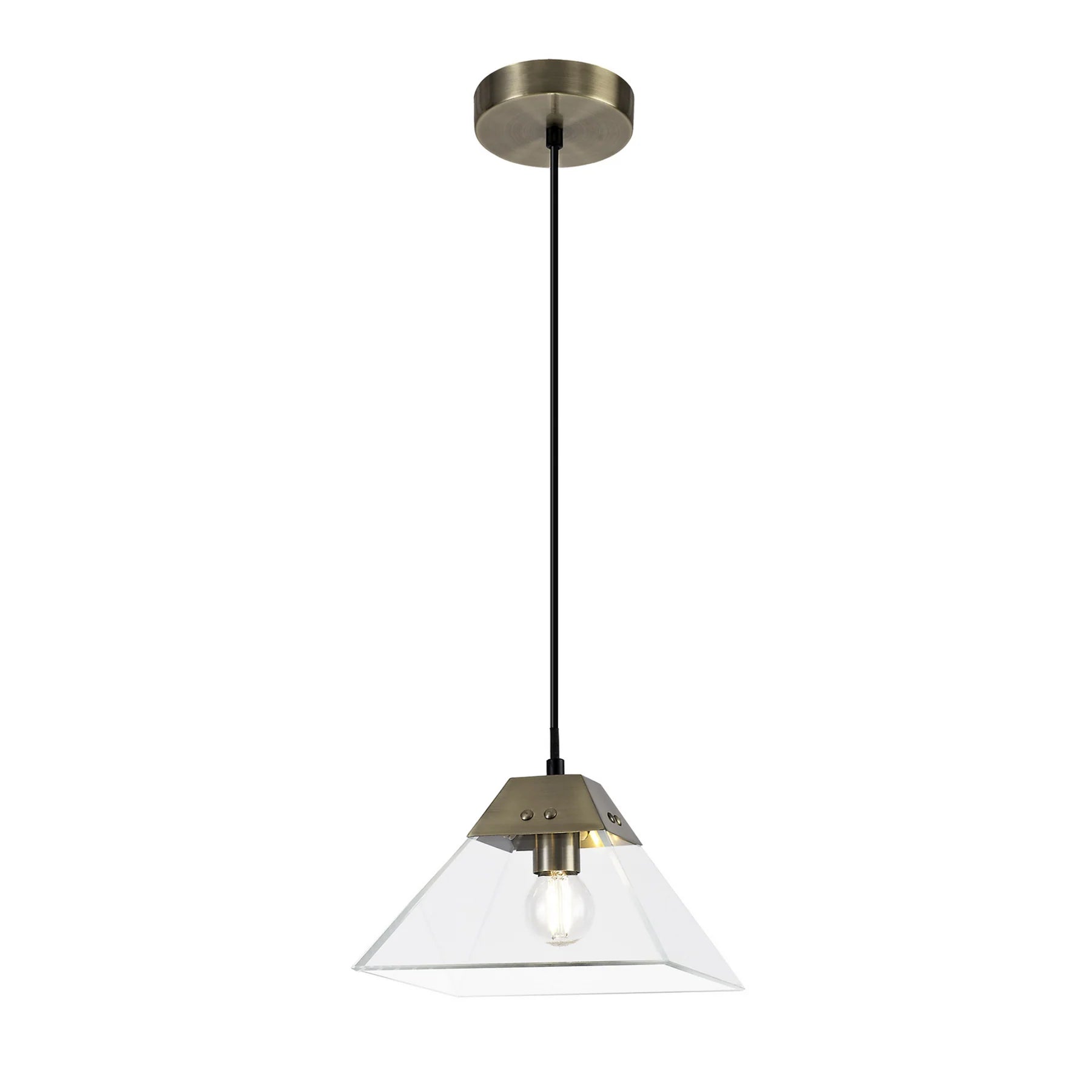 Corey 1Lt Pendant - Small/Large, Antique Brass/Polished Chrome