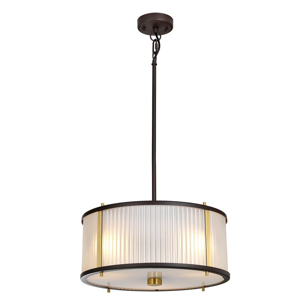 Corona 3L Hanging Shade Ceiling Light – White Polished Nickel  Finish