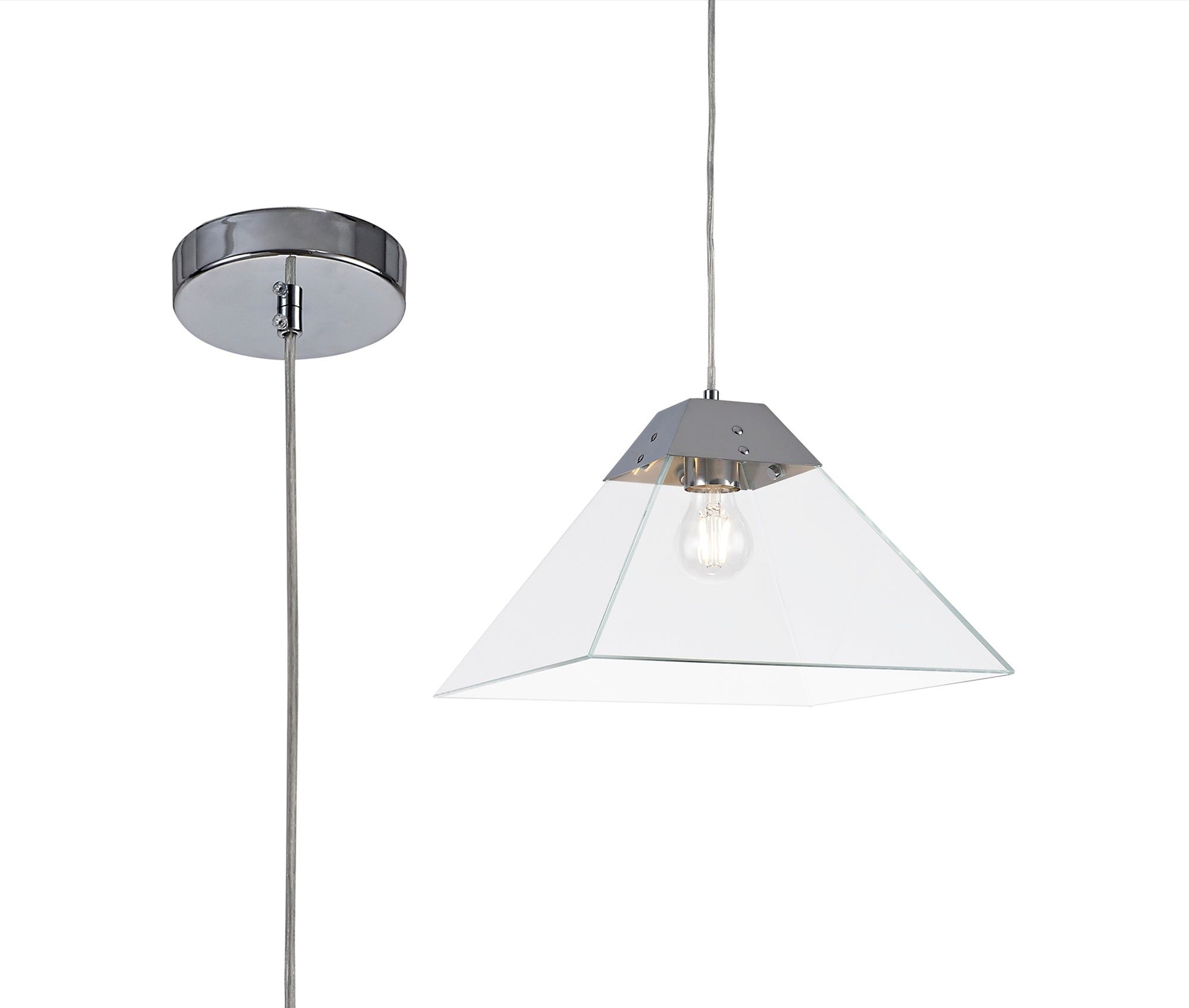 Correy Square Pendant Large, 1 Light E14, Polished Chrome IP20