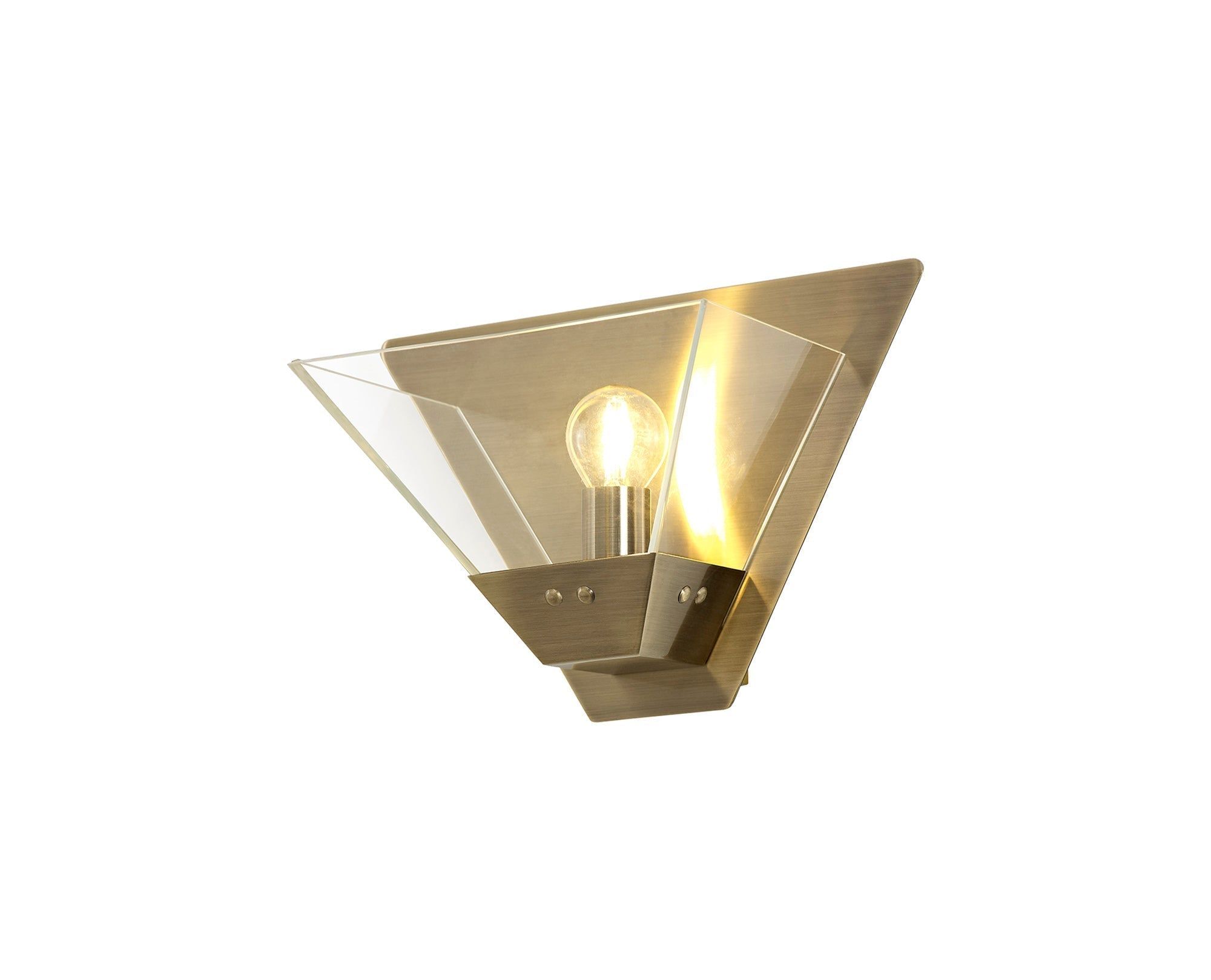 Correy Wall Lamp, 1 Light E14, Antique Brass, Polished Chrome