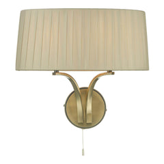 Dar Cristin 2 Light Wall Light Antique Brass With Taupe Shade - Cusack Lighting