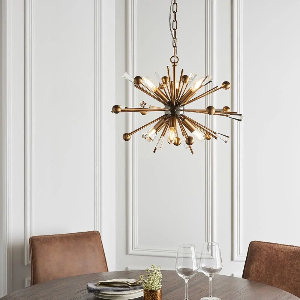 Lisbon 6/8Lt Centre Ceiling Light - Aged Brass & Black Nickel Finish