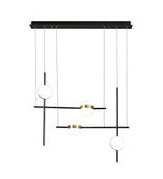Cuba Criss Cross Linear Pendant 4 Light, 32W LED, 3000K, 2400lm, Gold, Black, 3yrs Warranty