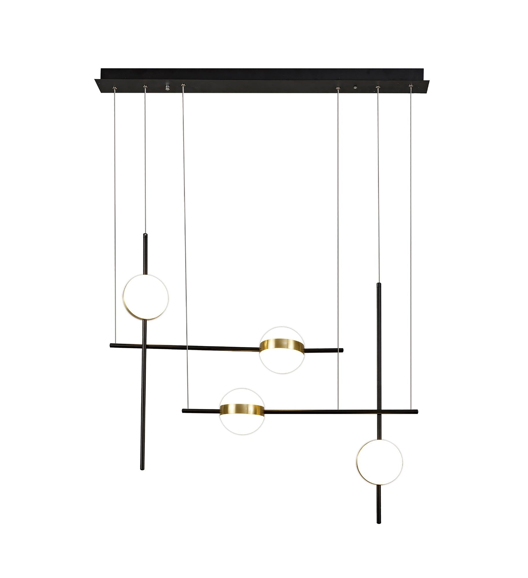 Cuba Criss Cross Linear Pendant 4 Light, 32W LED, 3000K, 2400lm, Gold, Black, 3yrs Warranty