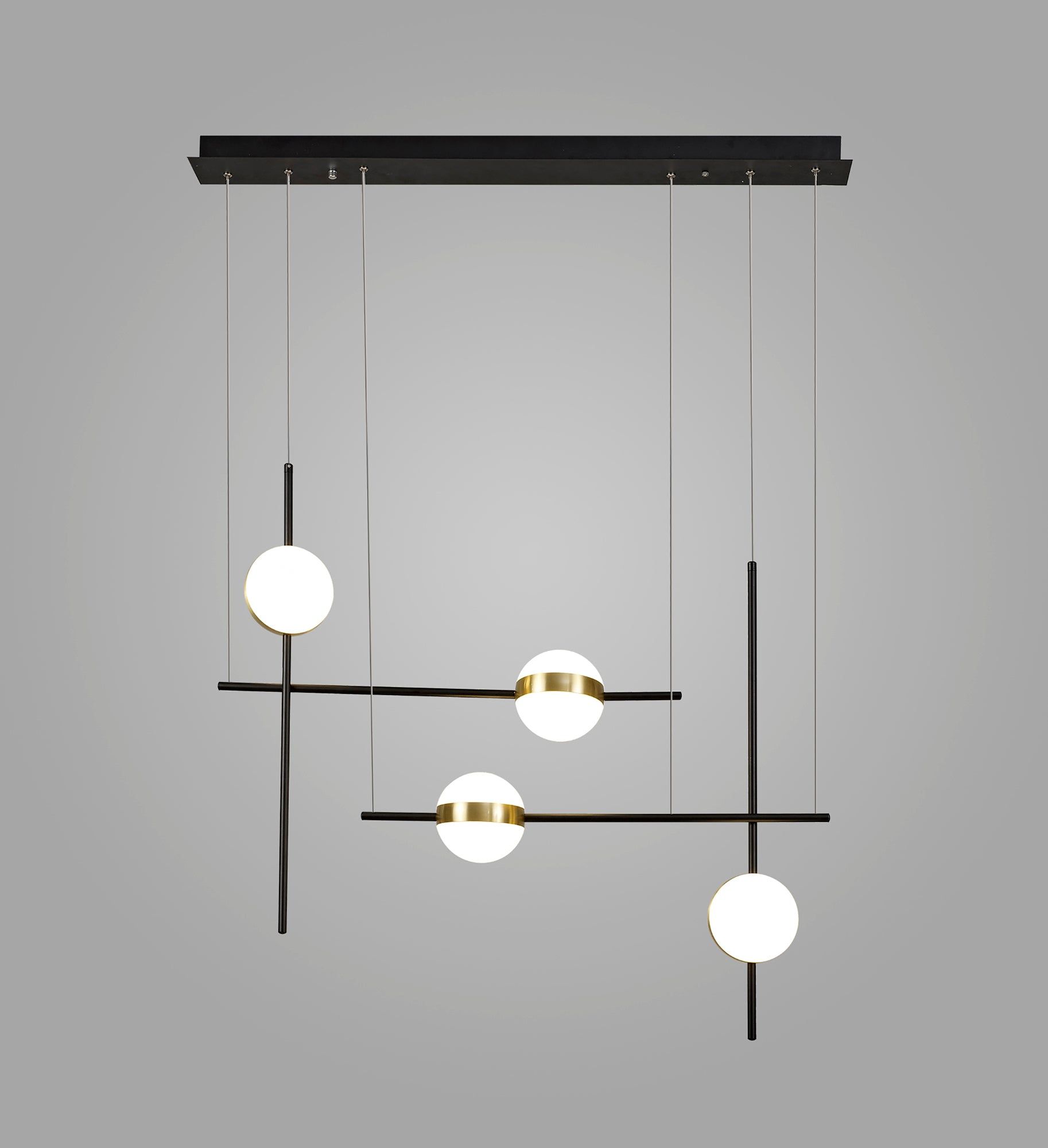 Cuba Criss Cross Linear Pendant 4 Light, 32W LED, 3000K, 2400lm, Gold, Black, 3yrs Warranty
