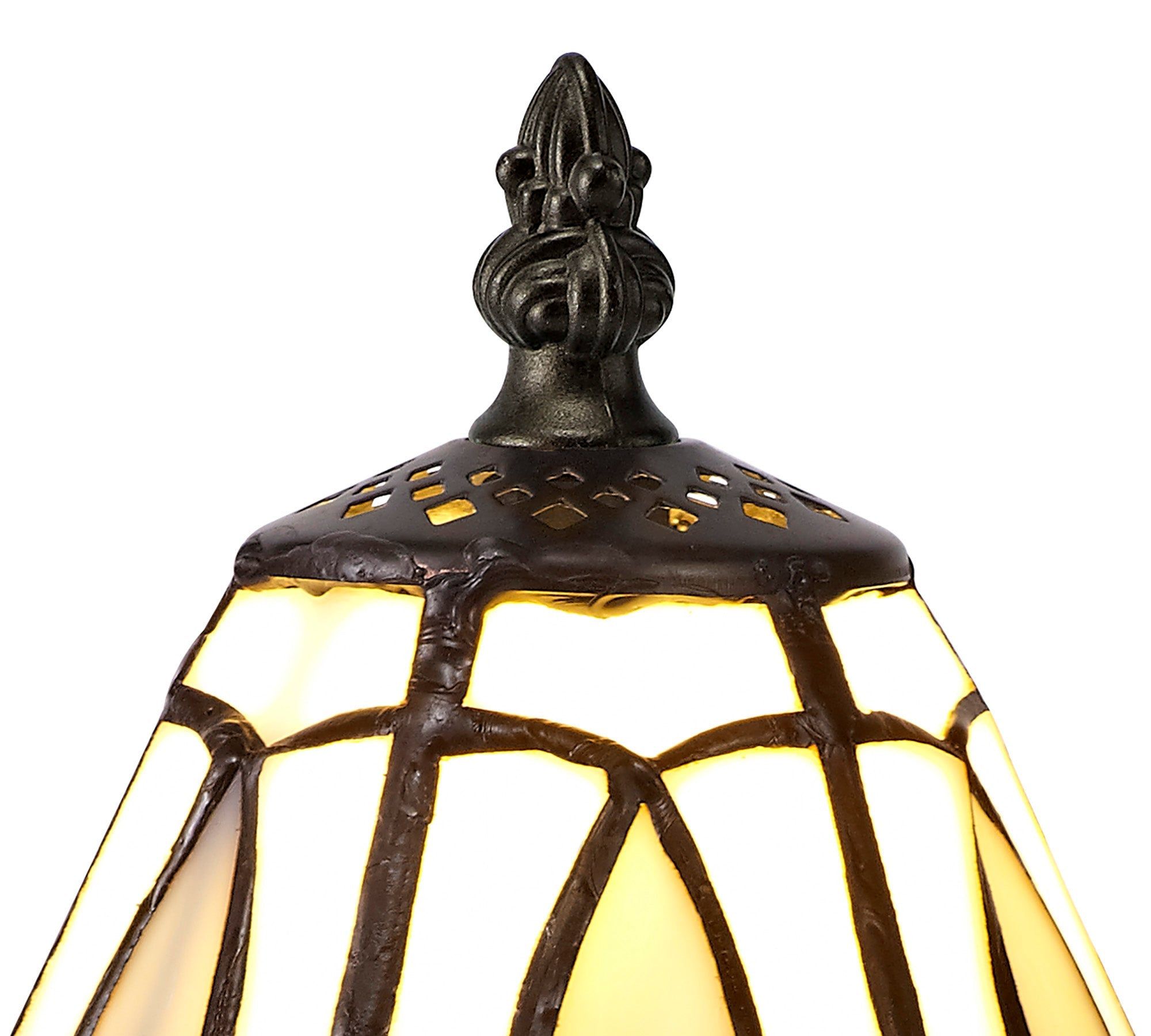 Cupid Tiffany Table Lamp, 1 x E14, White/Grey/Clear Crystal Shade
