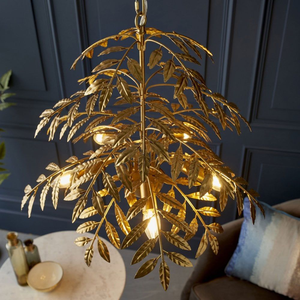 Forrest 1Lt/5Lt Distressed Gold Leaf Pendants - Cusack Lighting