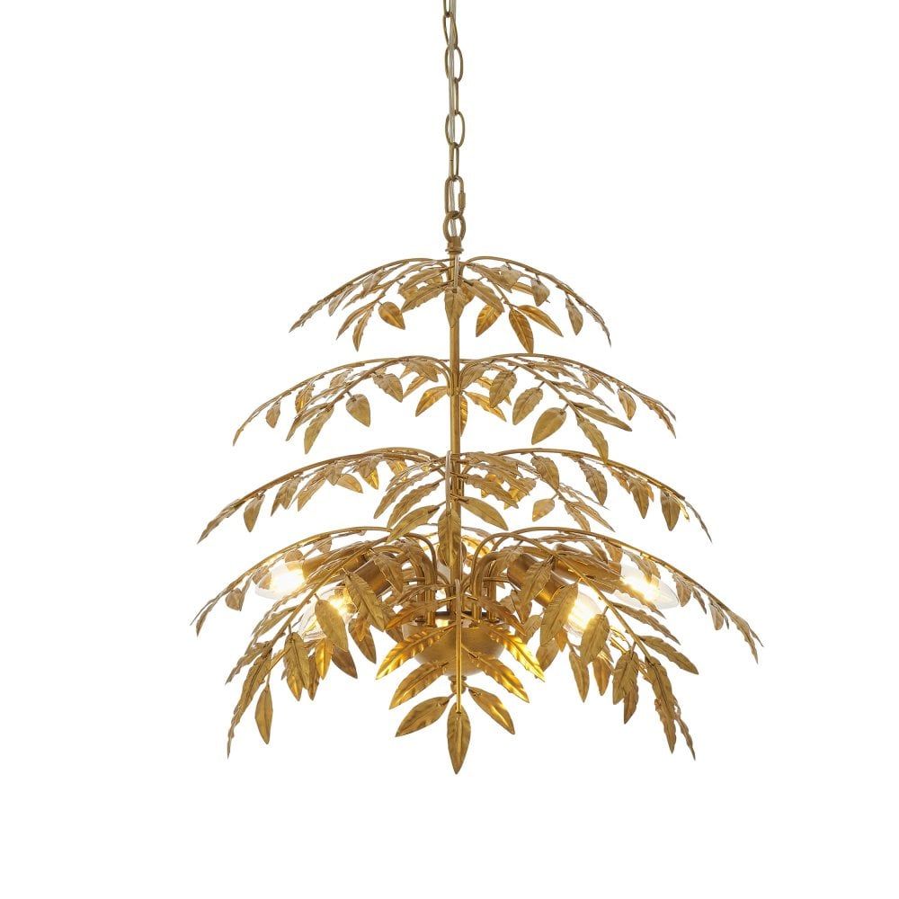 Forrest 1Lt/5Lt Distressed Gold Leaf Pendants - Cusack Lighting