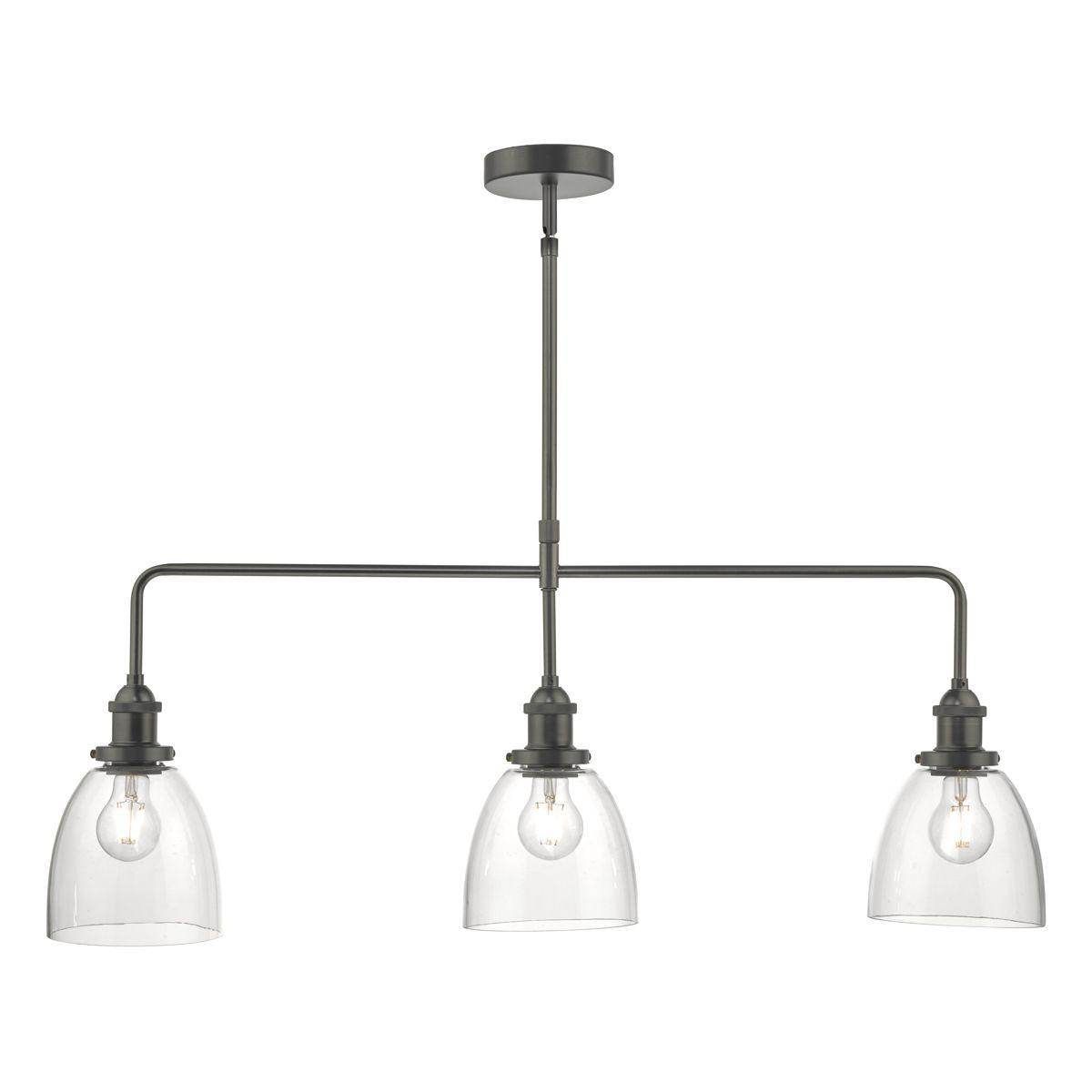 Dar Arvin 3 Light Bar Fitting Antique Chrome & Glass - Cusack Lighting