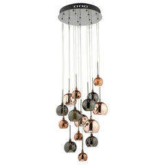 Dar Lighting Aurelia 15 Light Cluster Fitting with Copper & Bronze Glass Shades - Cusack Lighting